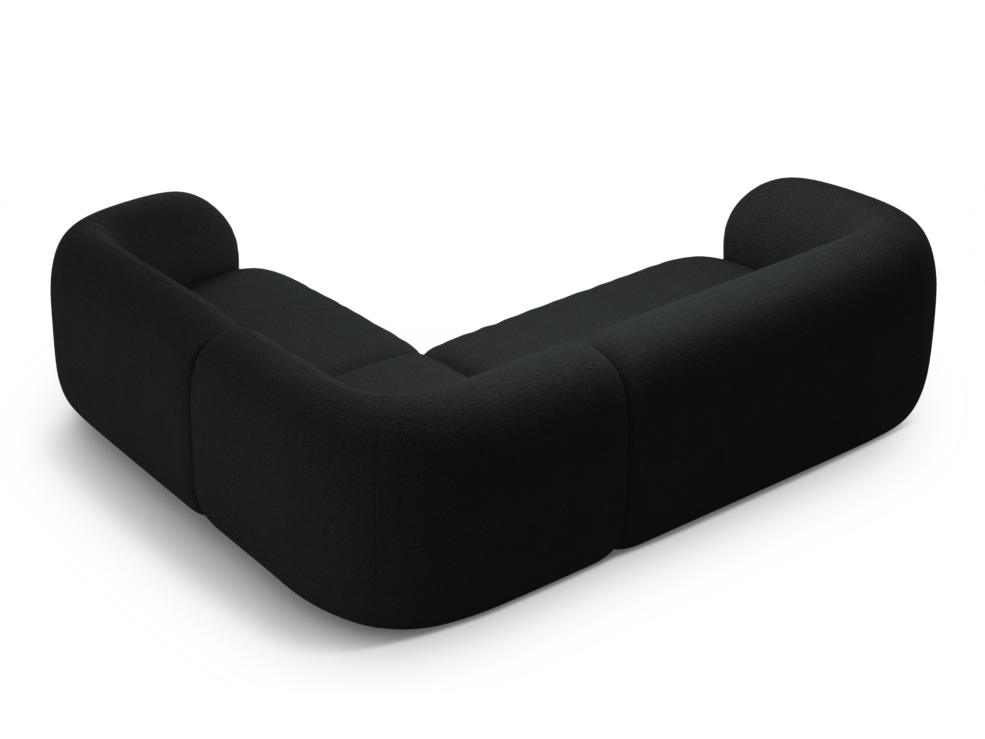 Right-facing corner sofa for 4 people KATE black boucle
