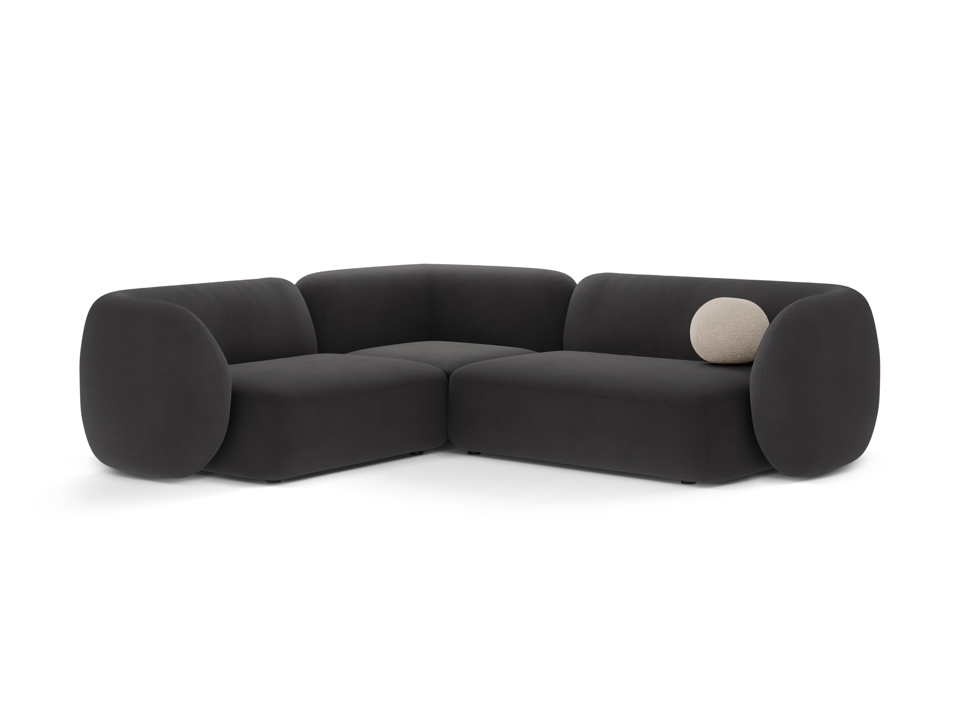 Left-facing velvet corner sofa for 4 people KATE dark gray