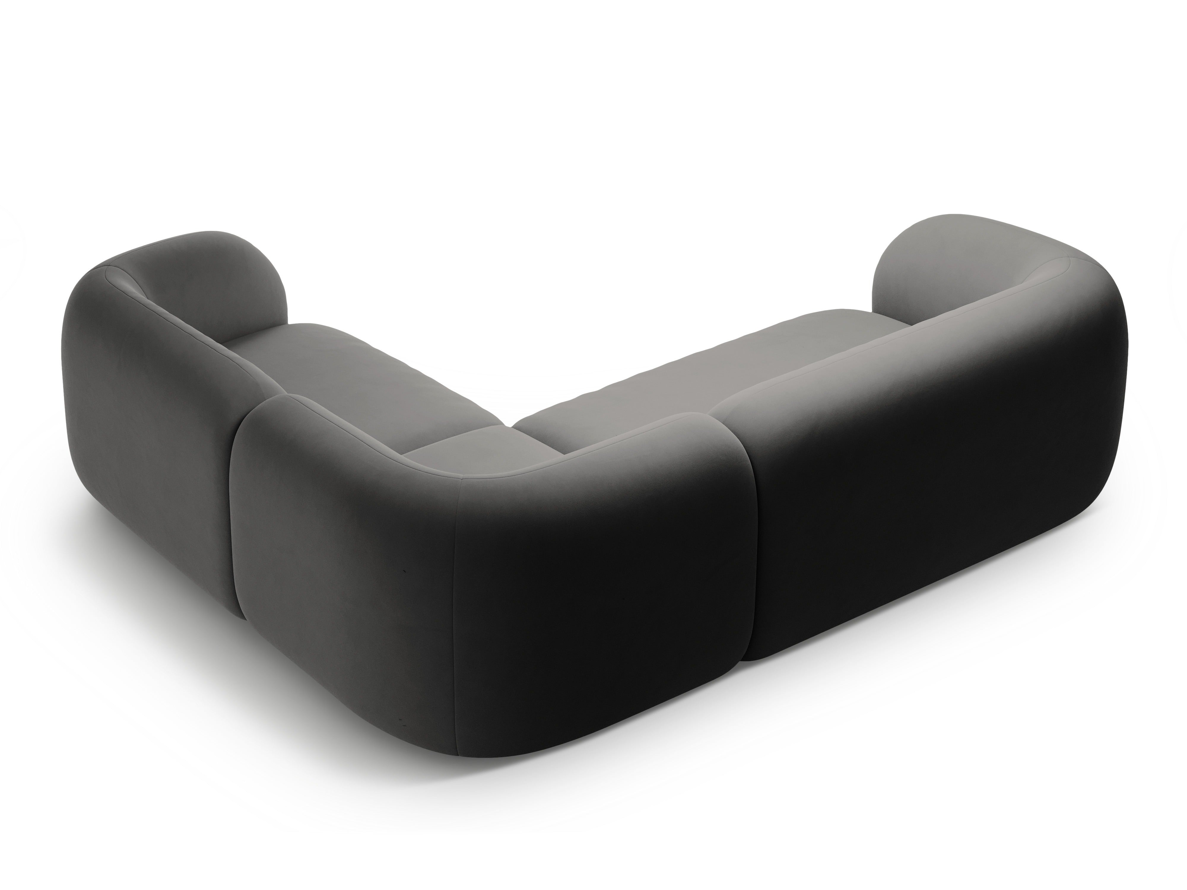 Samt-Ecksofa rechtsseitig für 4 Personen KATE dunkelgrau