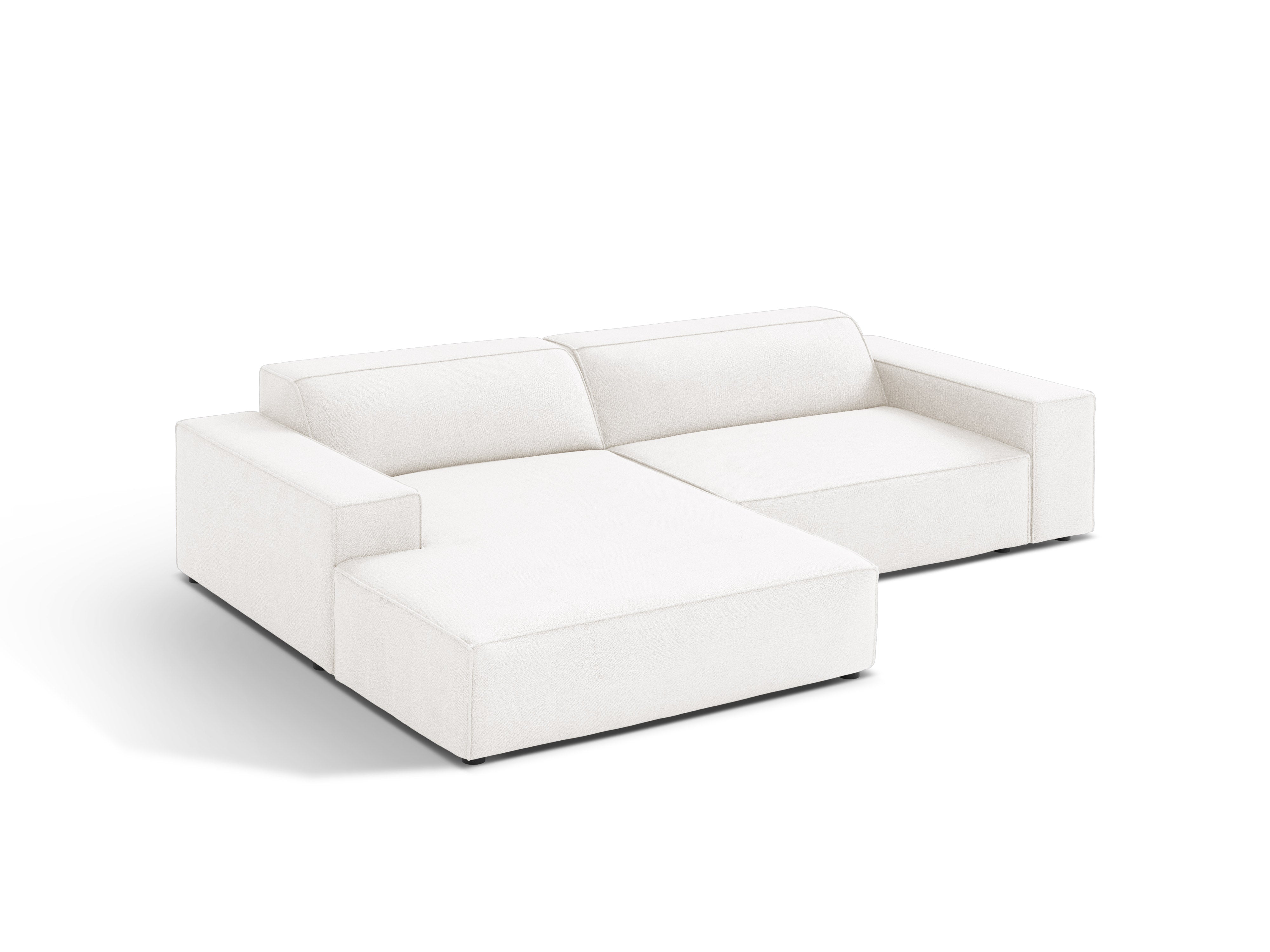 Wit u ons! Ontdek de JODIE witte boucle links georiënteerde 3-zits hoekbank. Een perfecte aanvulling voor uw interieur, die comfort en stijl combineert.