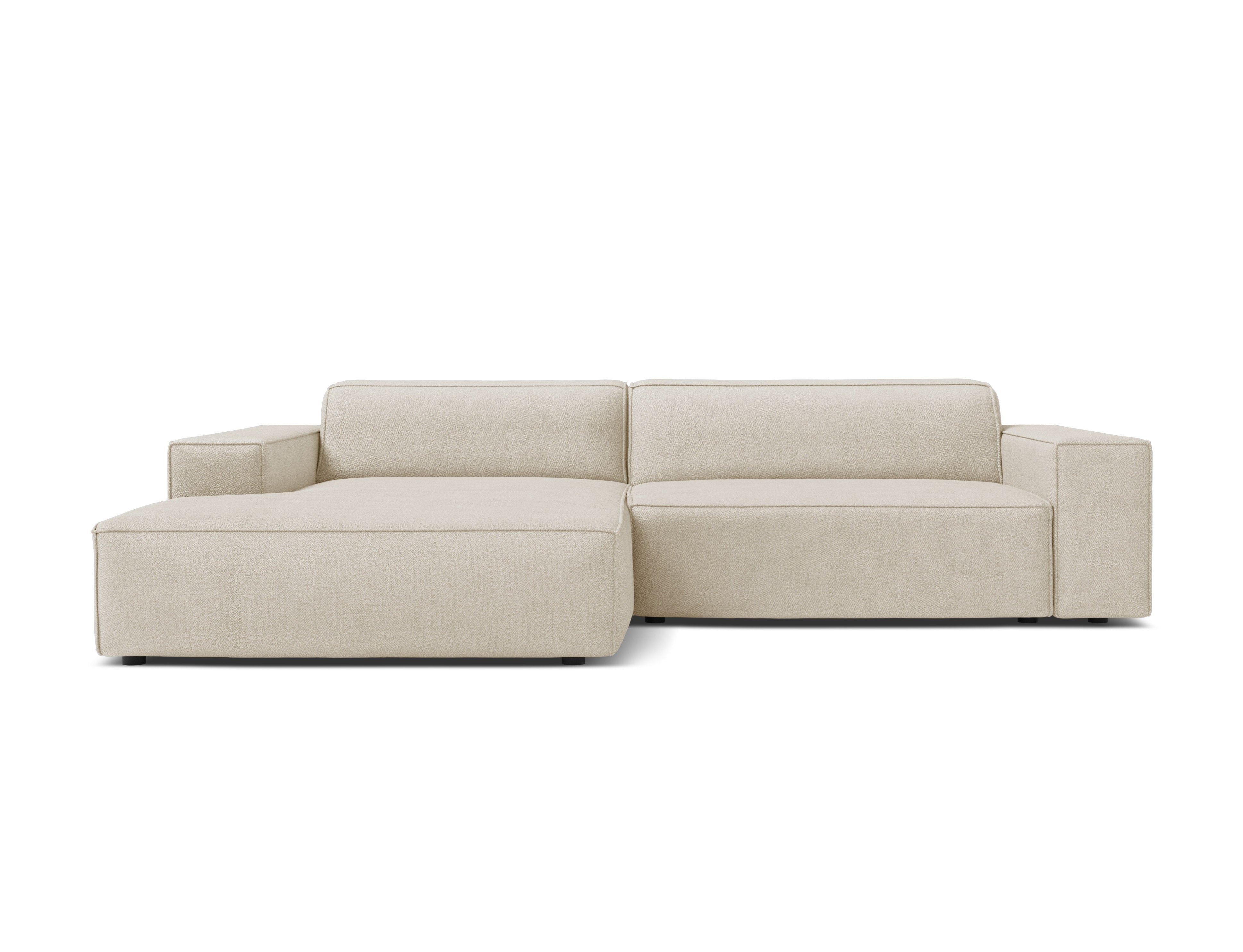 Driepersoons links hoekbank JODIE in beige boucle