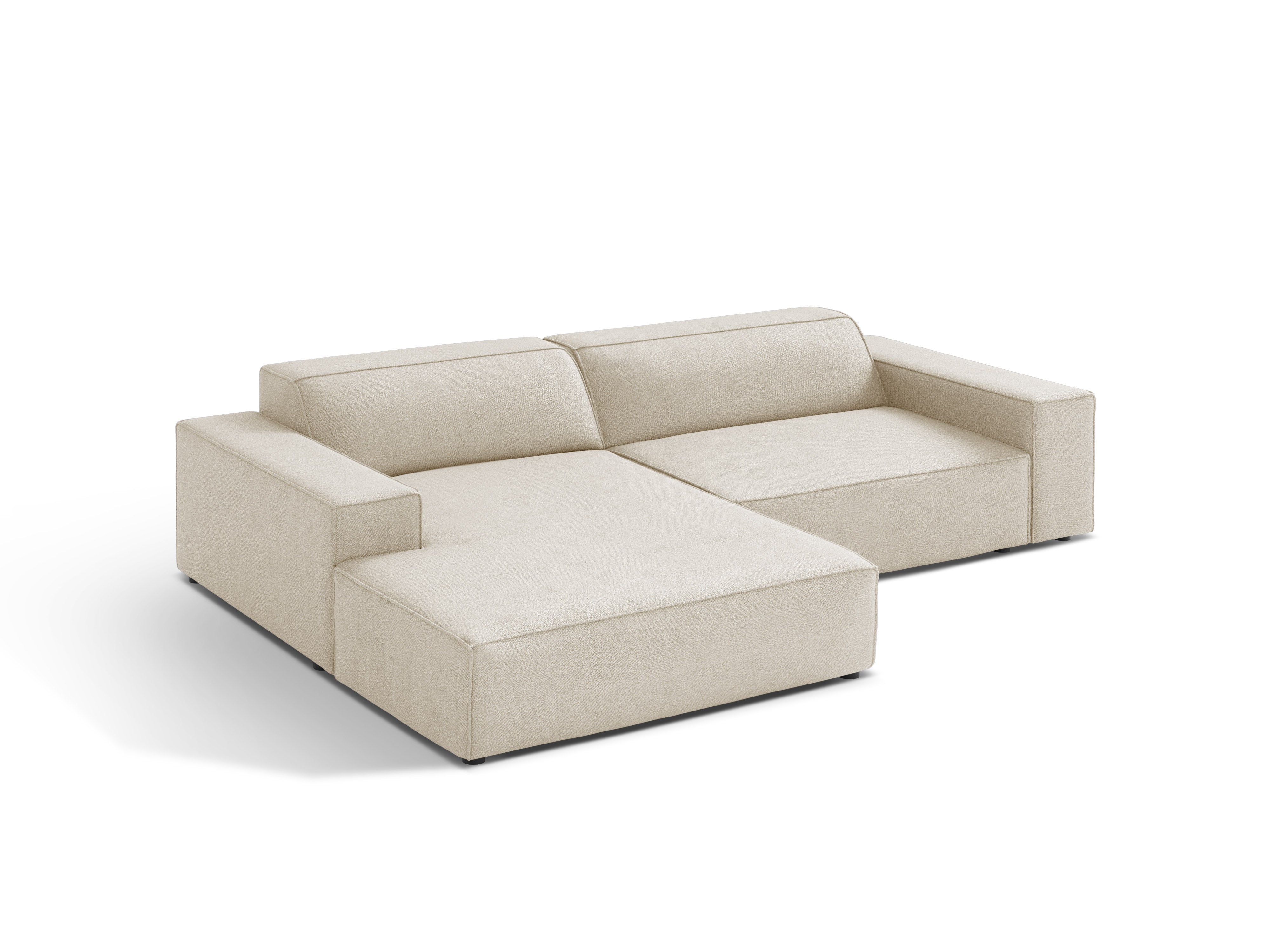 Driepersoons links hoekbank JODIE in beige boucle