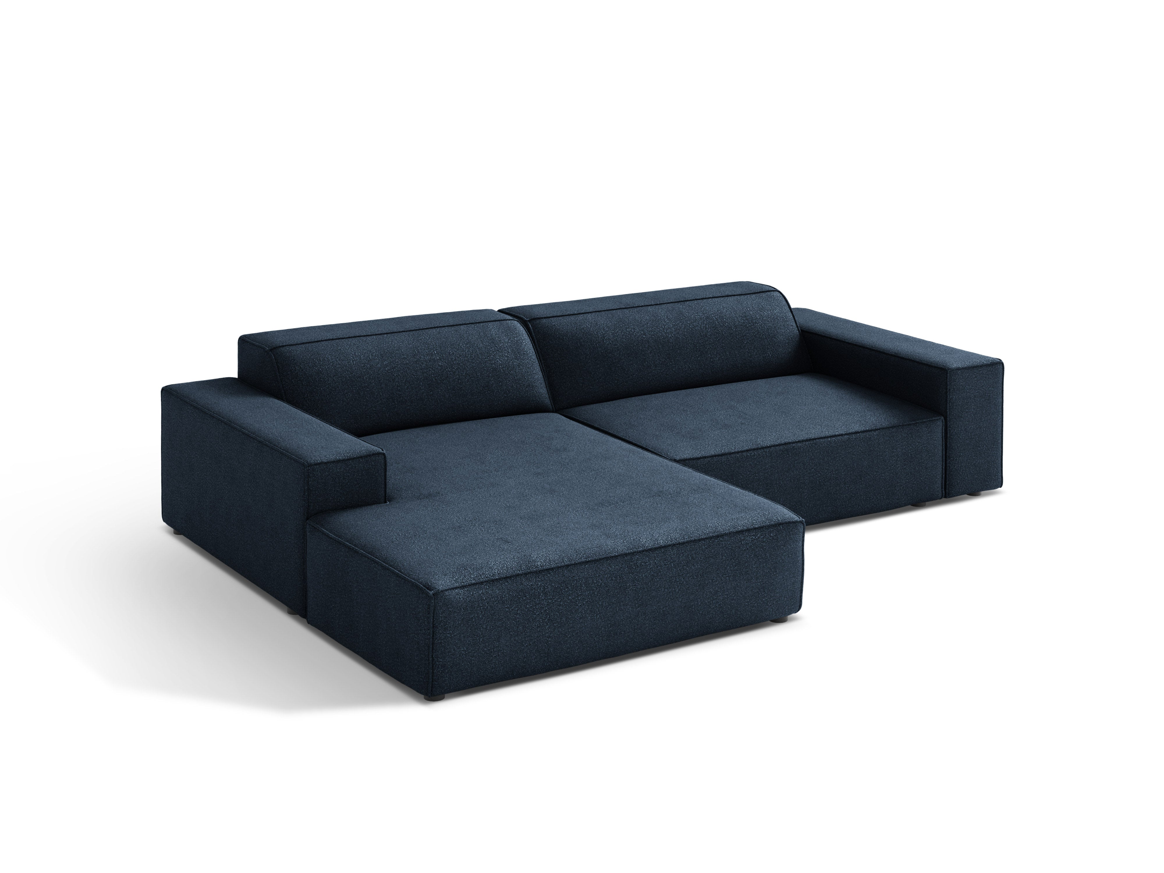 Linker 3-zits hoekbank JODIE in marineblauwe boucle