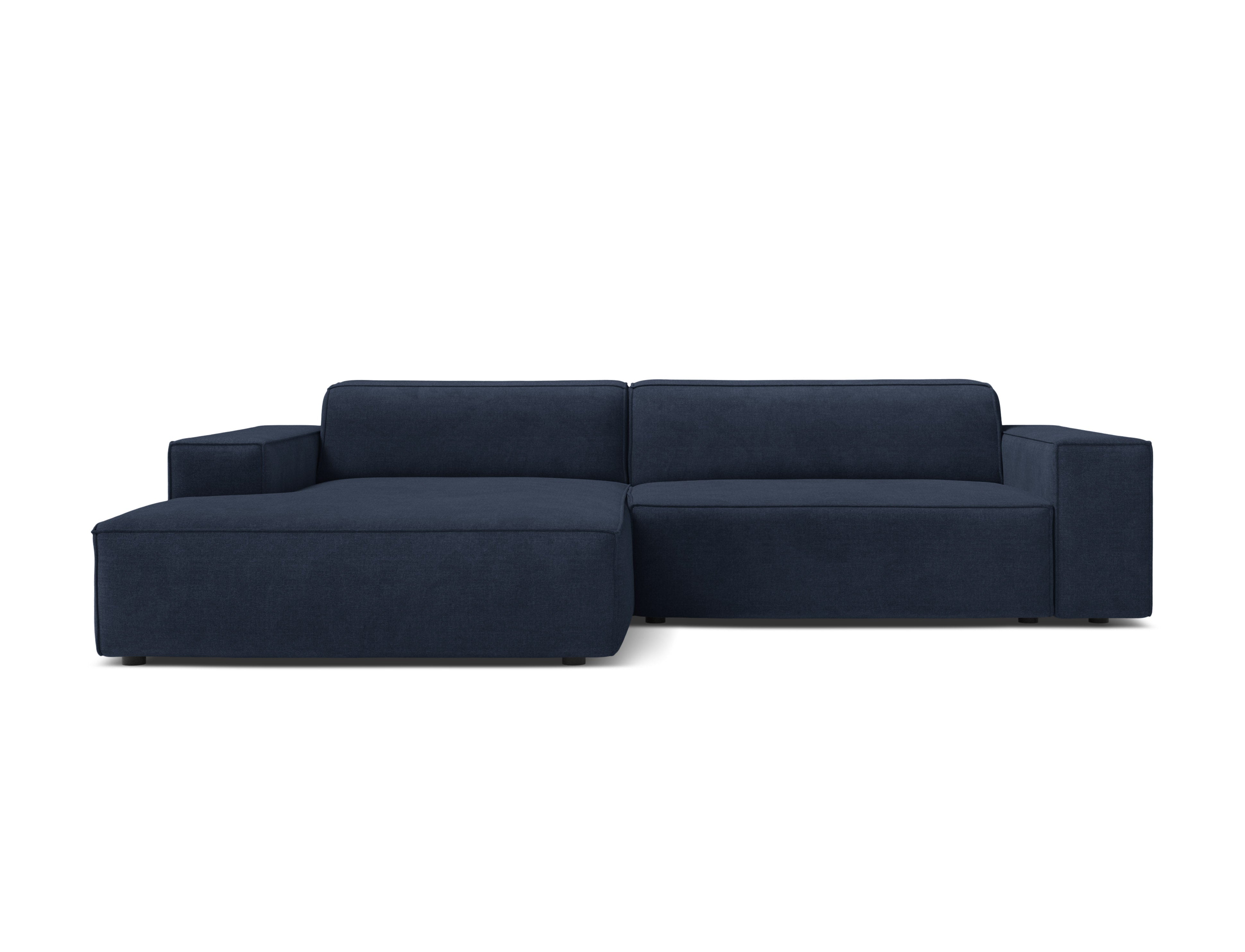 Linker 3-zits hoekbank JODIE in marineblauwe tweed