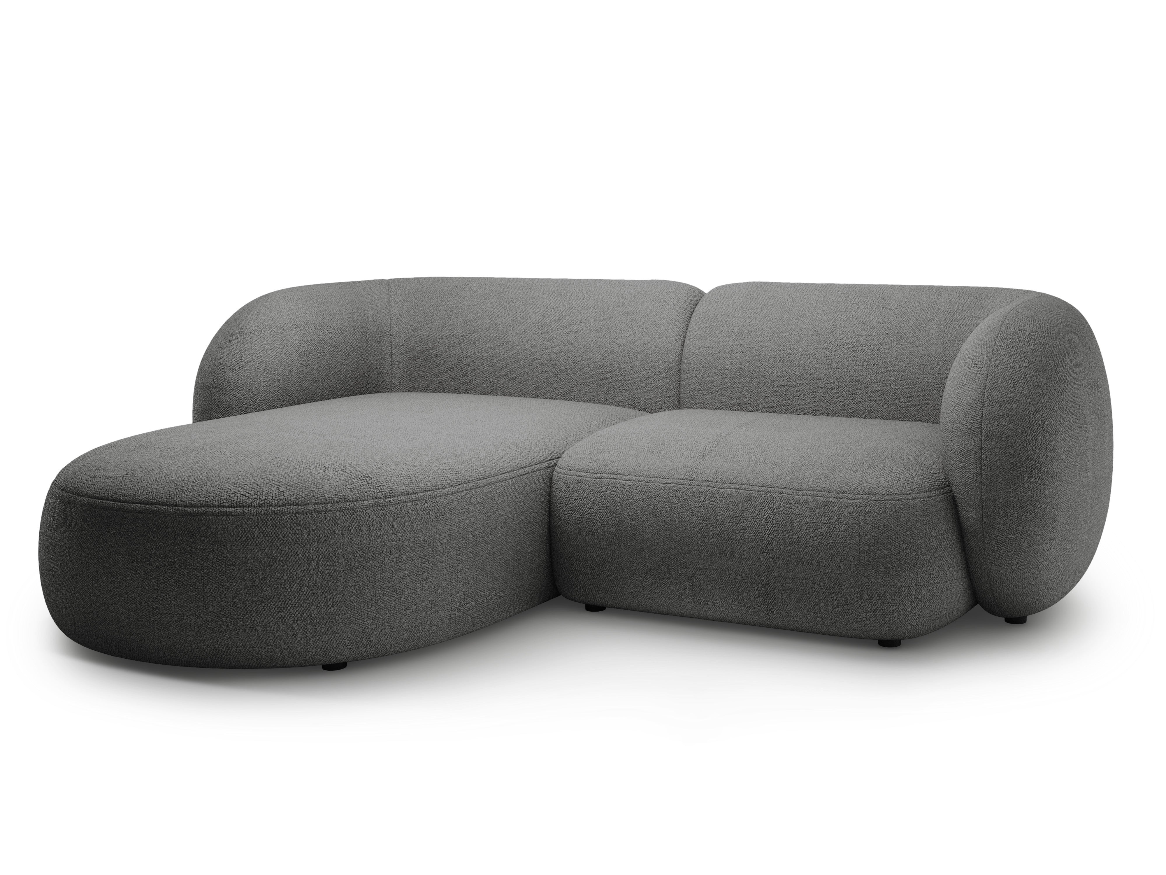 Left-sided 2-seater corner sofa KATE dark gray boucle