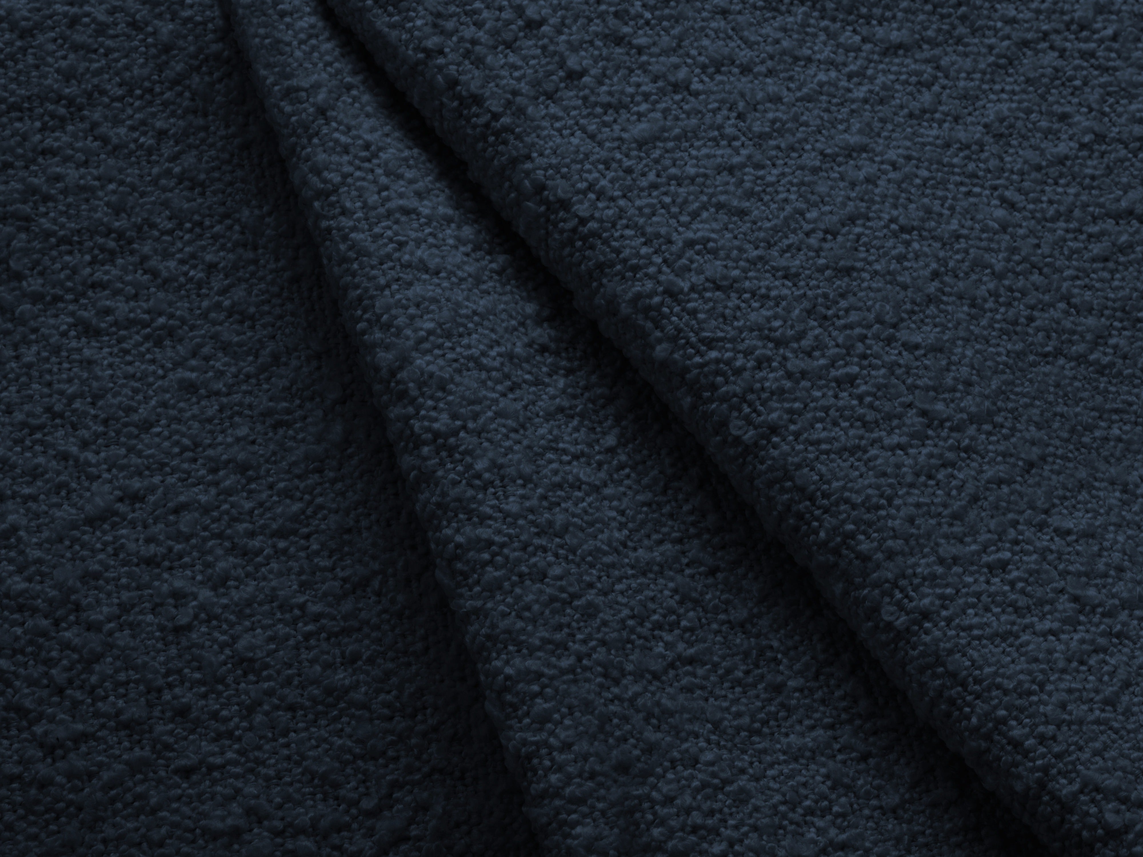 Right-facing 2-seater sofa KATE in navy blue boucle