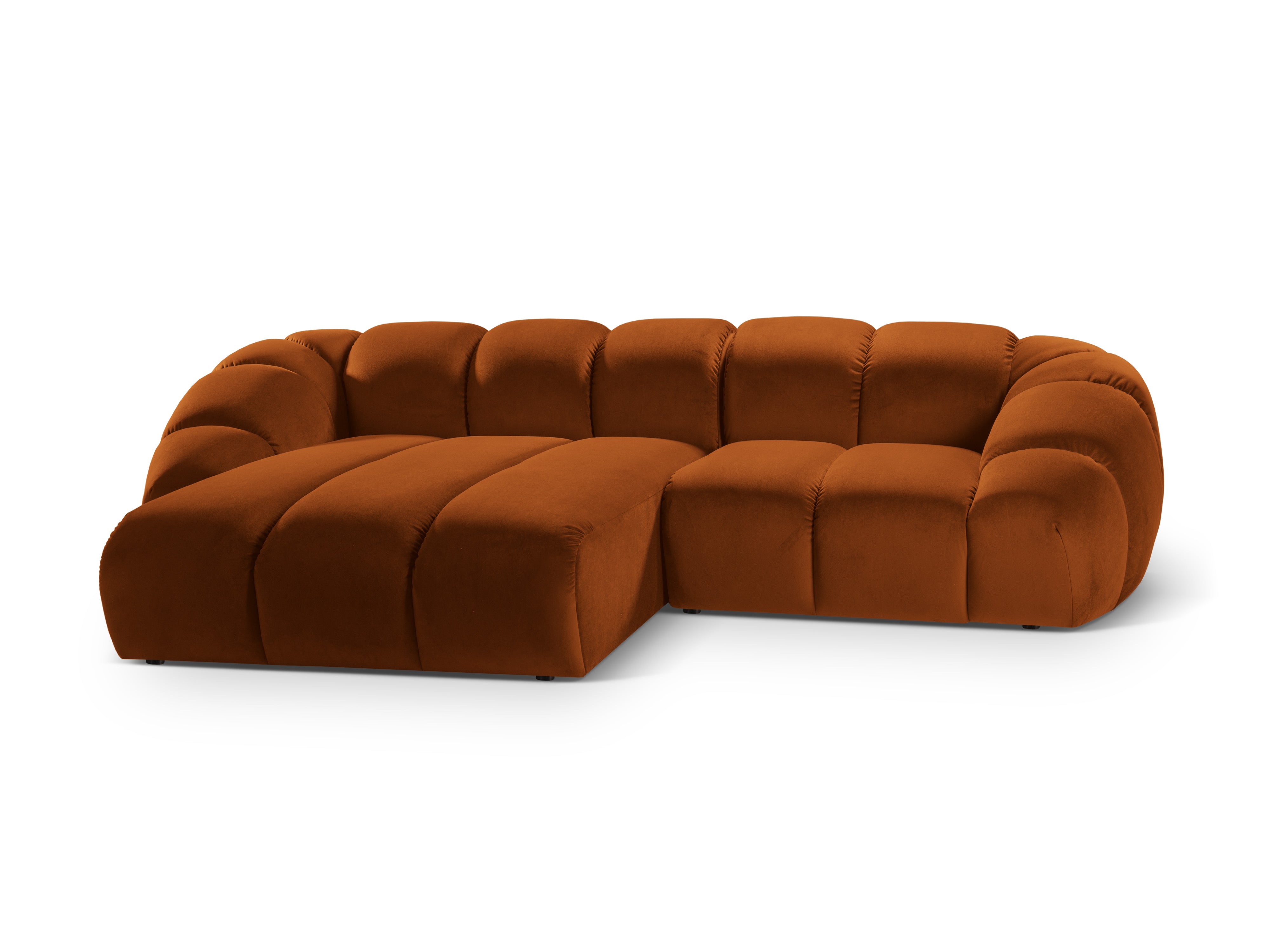 Velours hoekbank 3-zits links DIANA terracotta