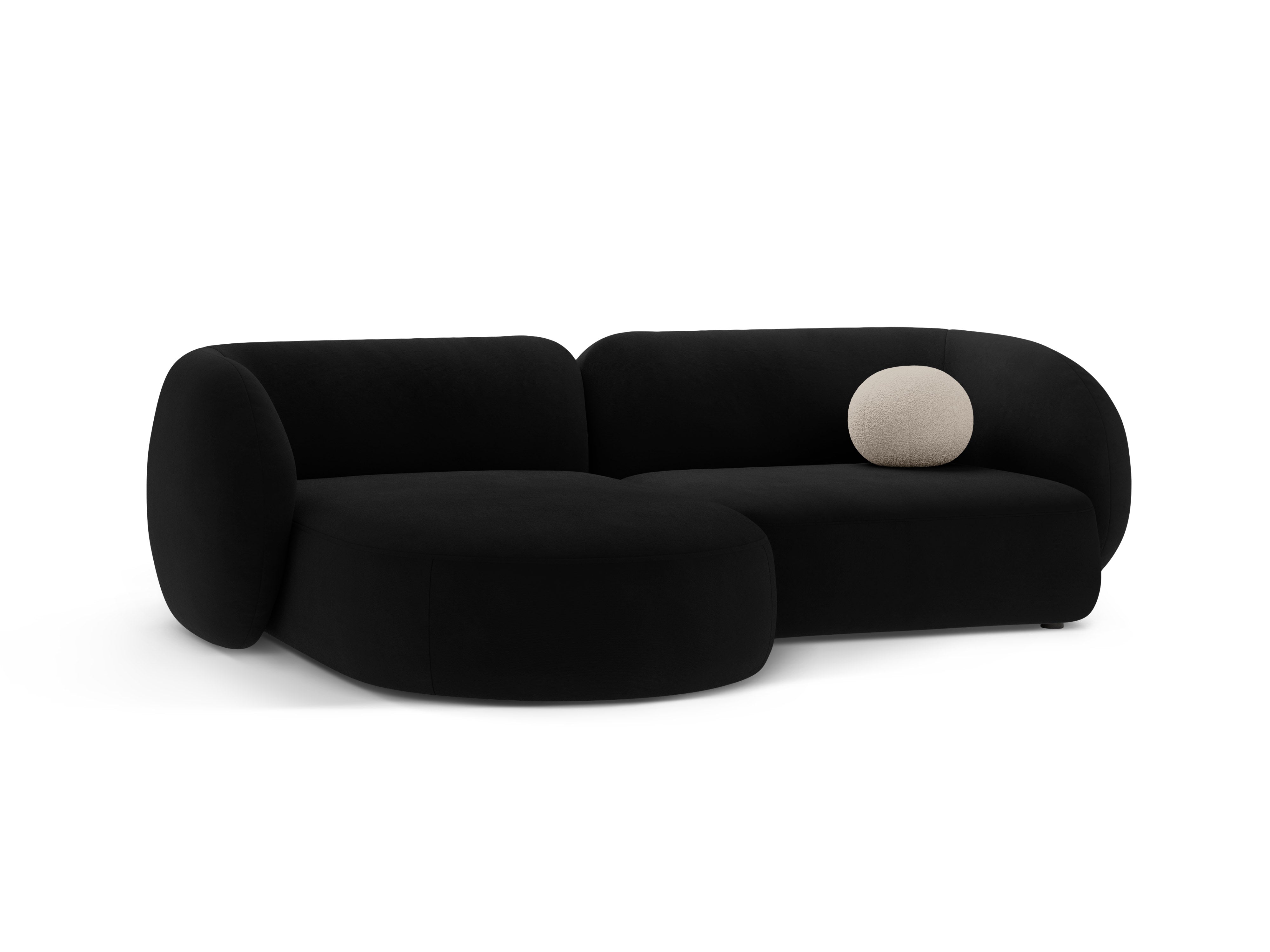Samt-Ecksofa linksseitig für 2 Personen KATE in Schwarz