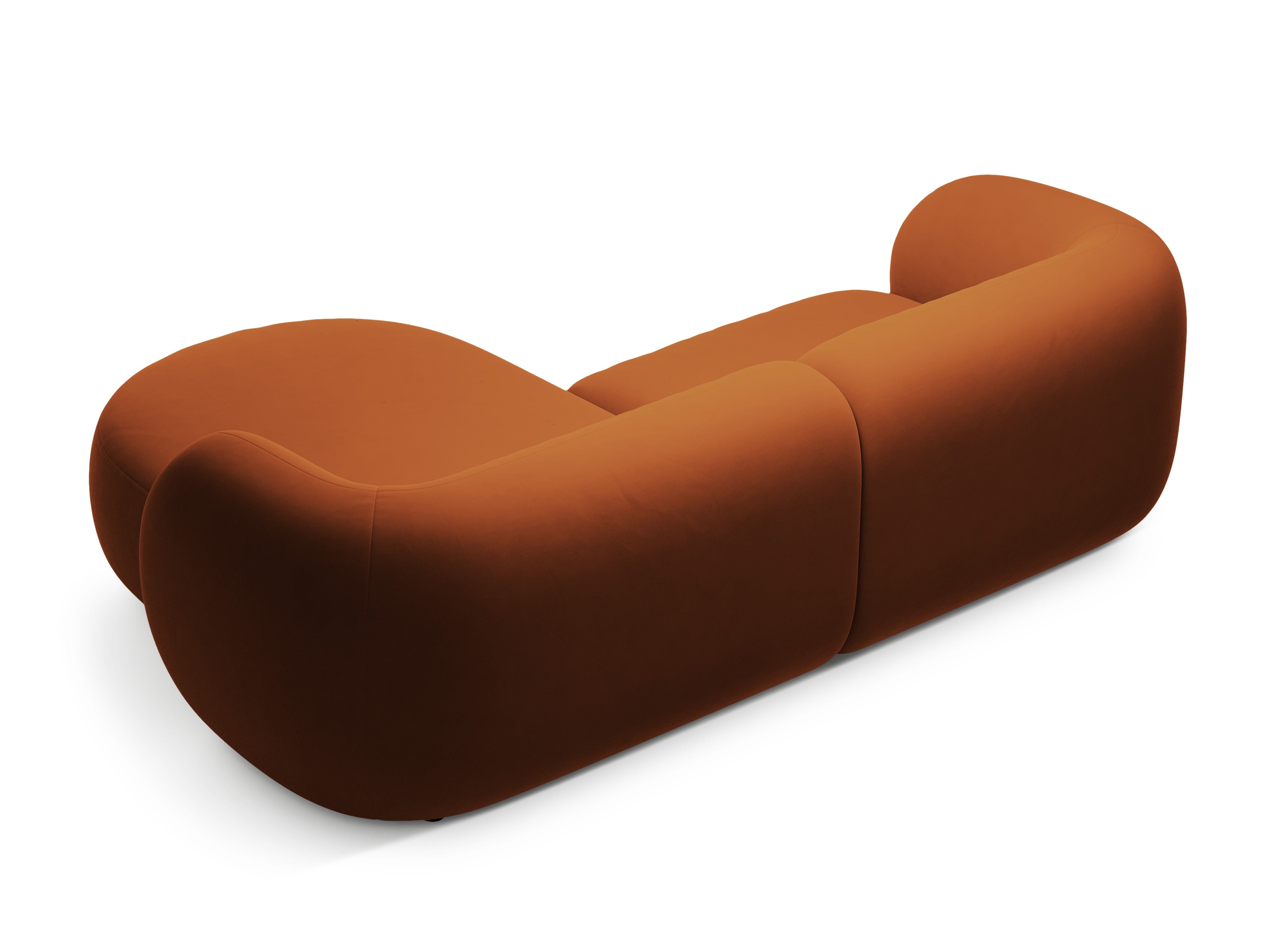 Tweedelige rechtse fluwelen hoekbank KATE terracotta