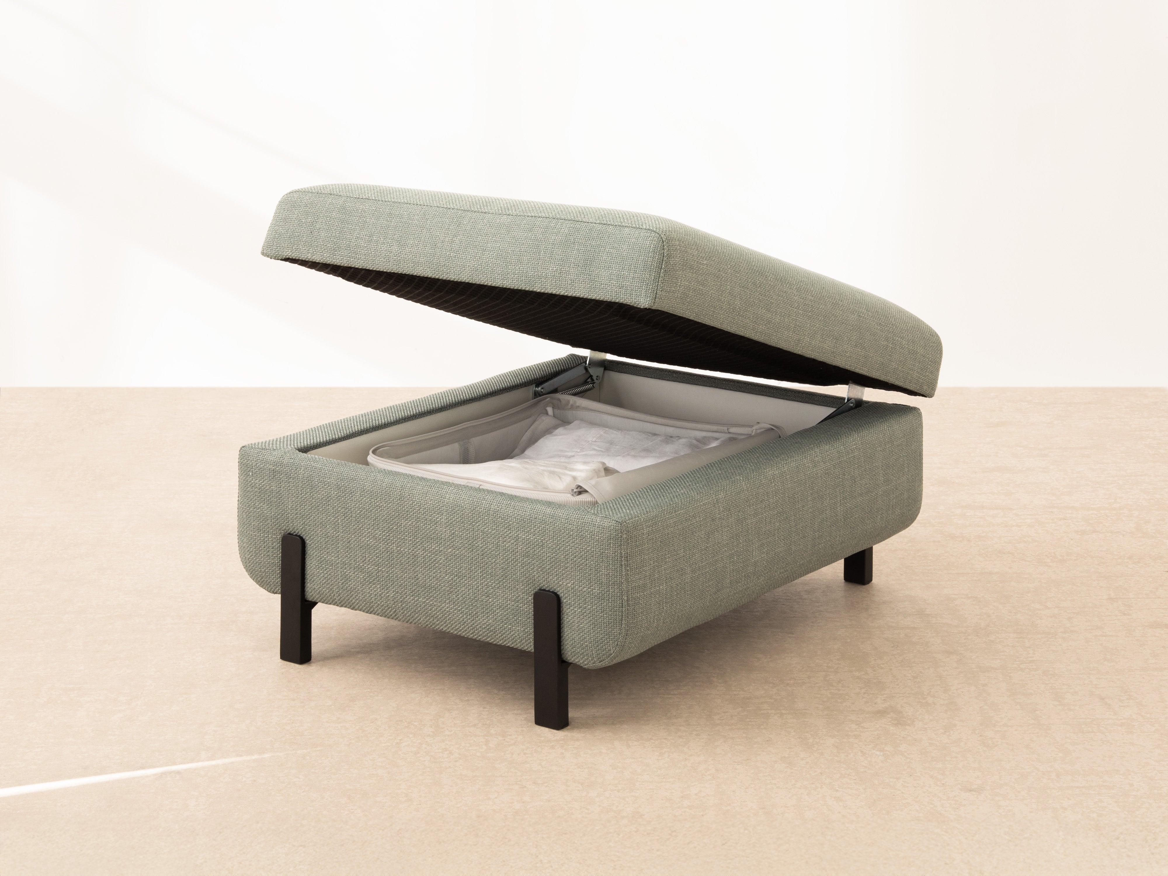 Puf van fluweel met opbergruimte GLORIA beige