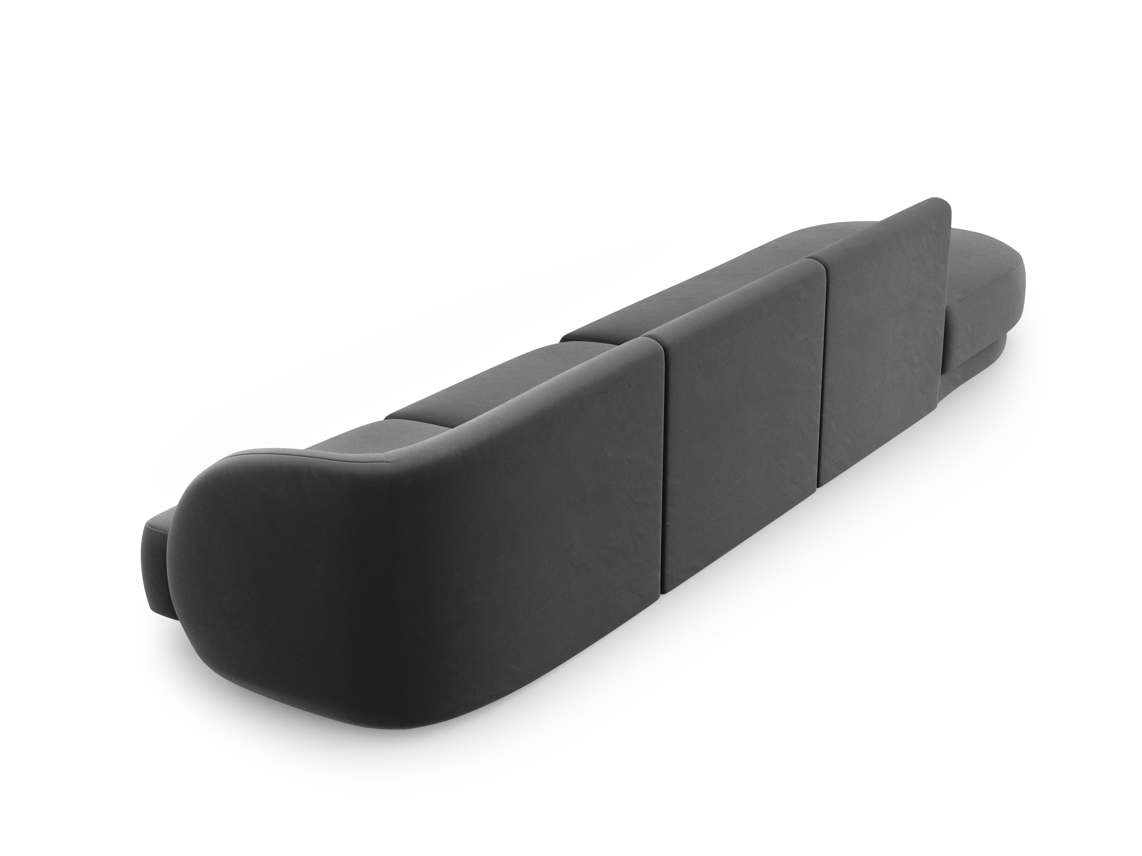 Sofa aksamitna lewostronna 4-osobowa otwarta MILEY ciemnoszary Micadoni    Eye on Design