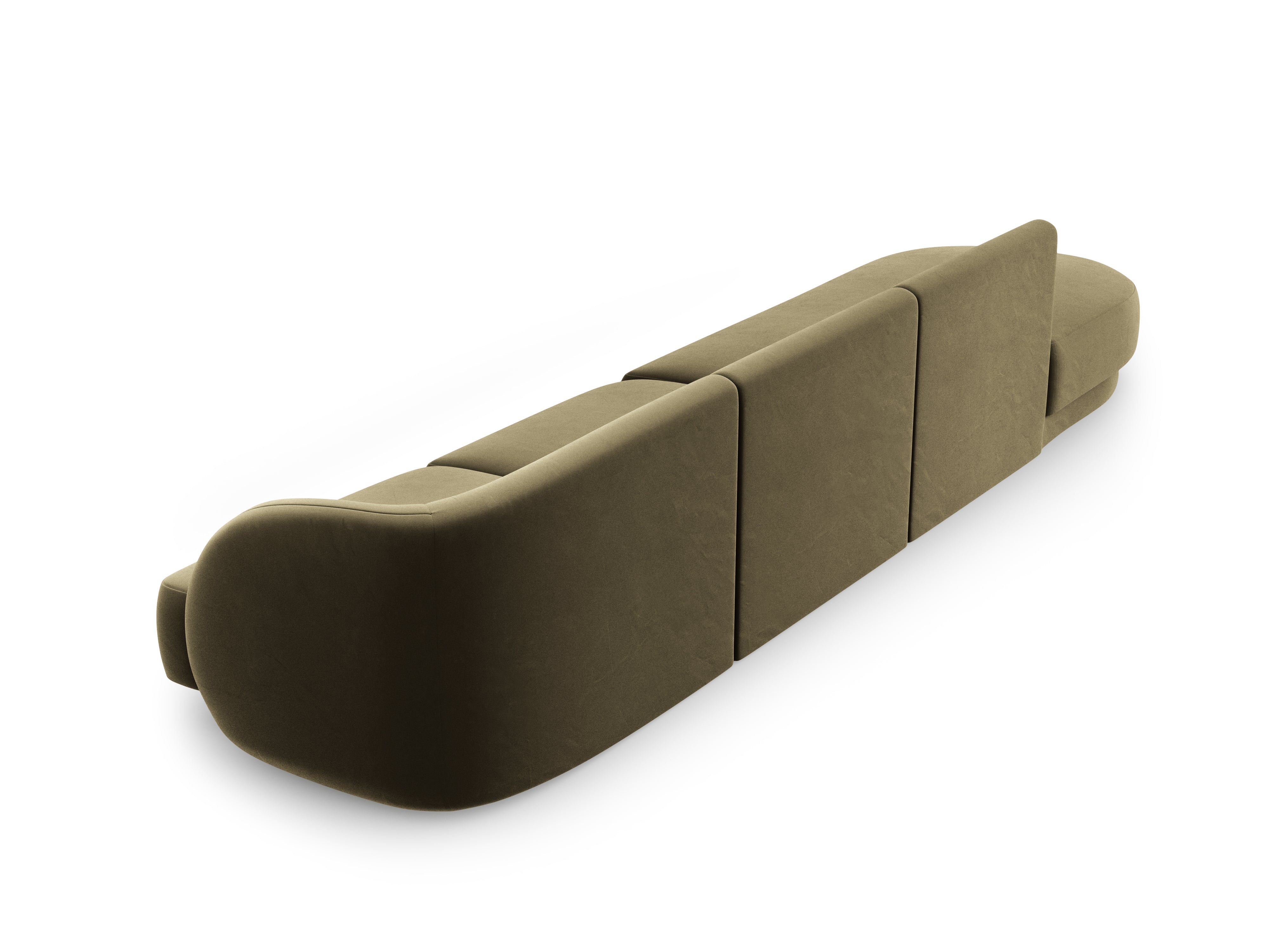 Sofa aksamitna lewostronna 4-osobowa otwarta MILEY zielony Micadoni    Eye on Design