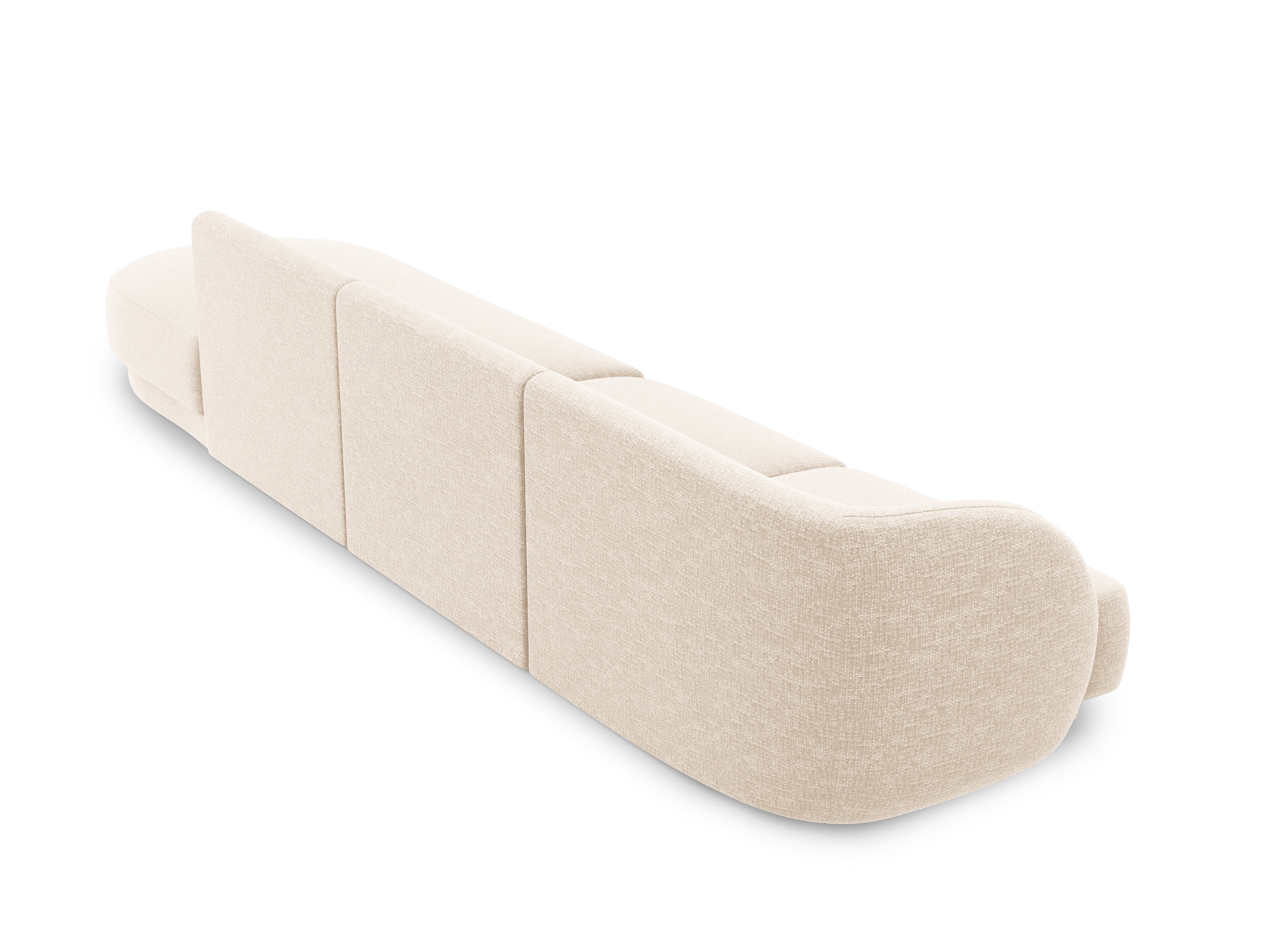 Sofa prawostronna 4-osobowa w tkaninie szenilowej otwarta MILEY jasnobeżowy Micadoni    Eye on Design