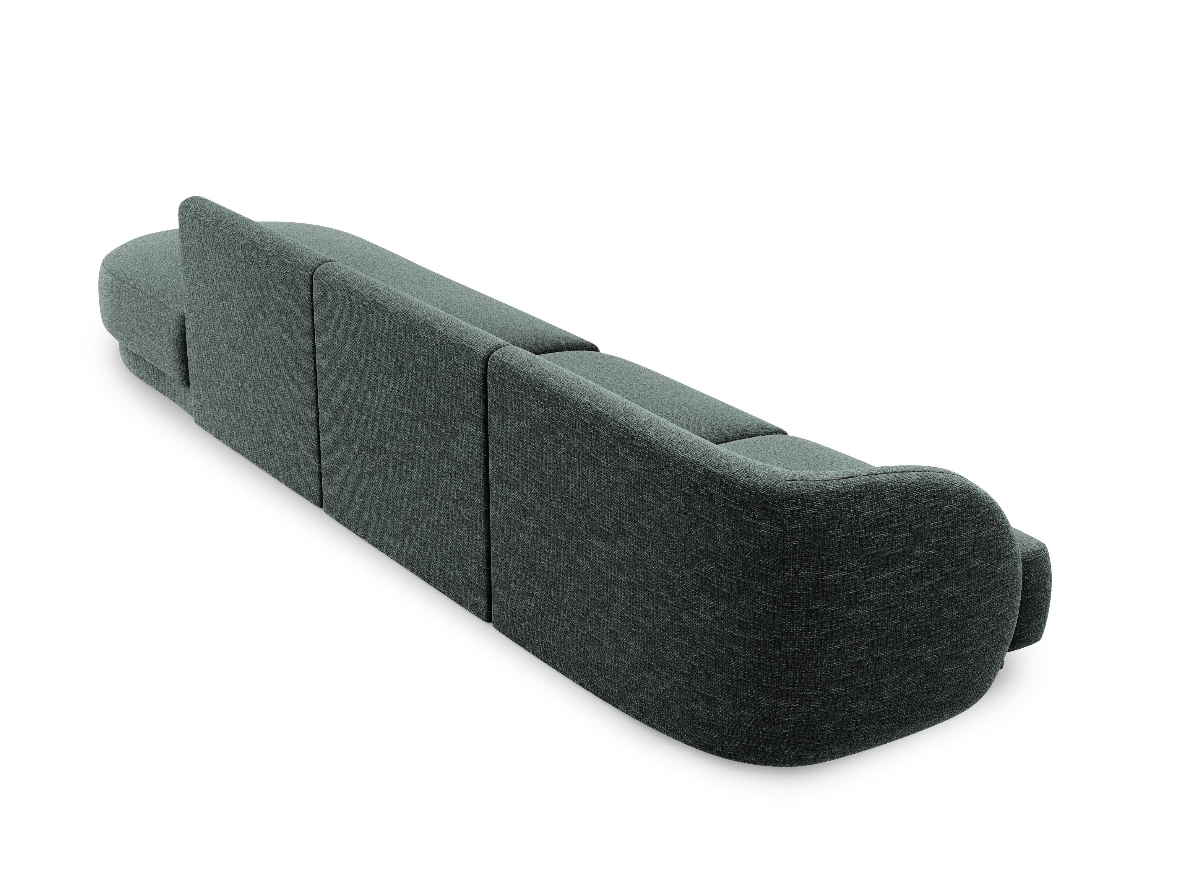 Sofa prawostronna 4-osobowa w tkaninie szenilowej otwarta MILEY petrol Micadoni    Eye on Design