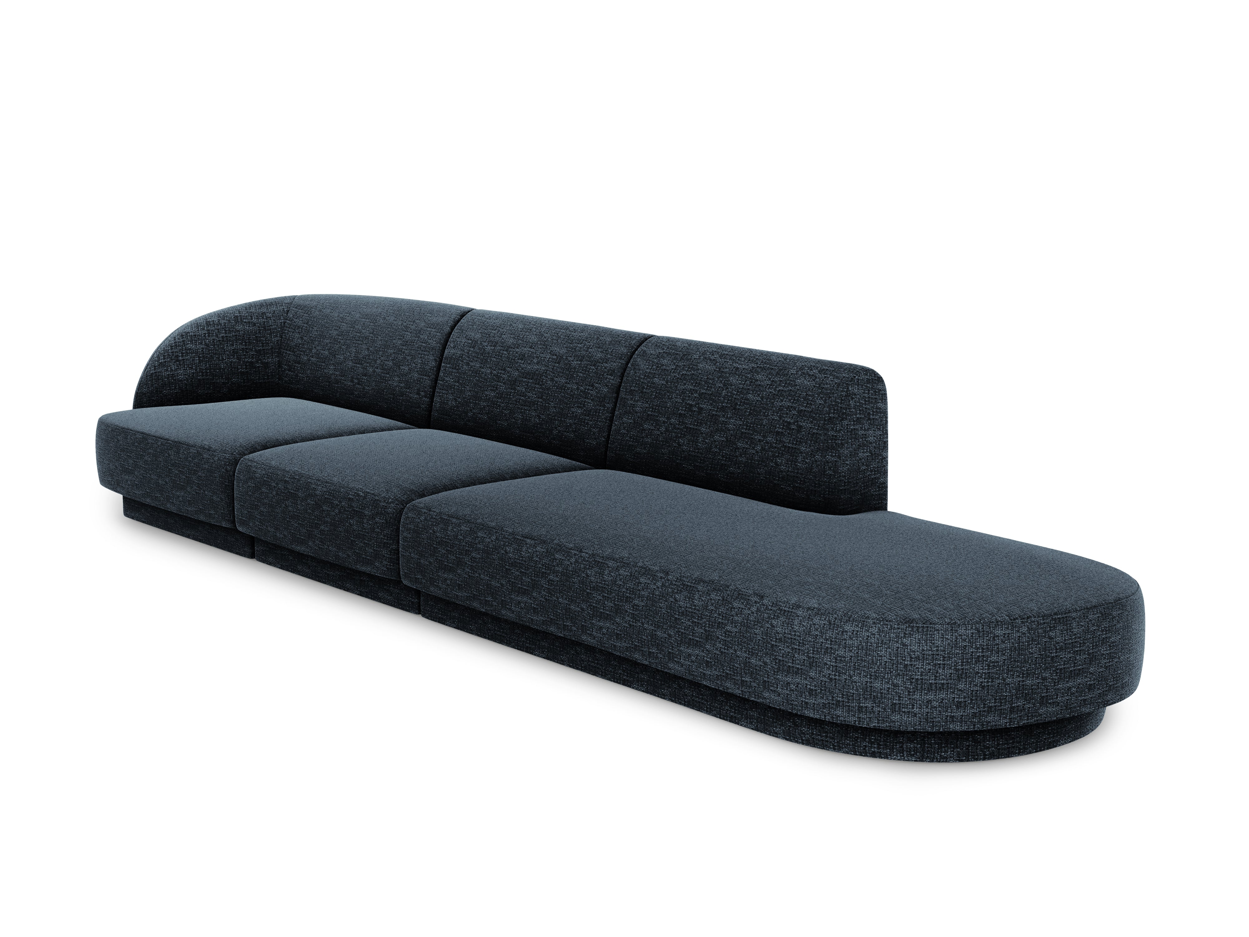 Sofa prawostronna 4-osobowa w tkaninie szenilowej otwarta MILEY granatowy Micadoni    Eye on Design