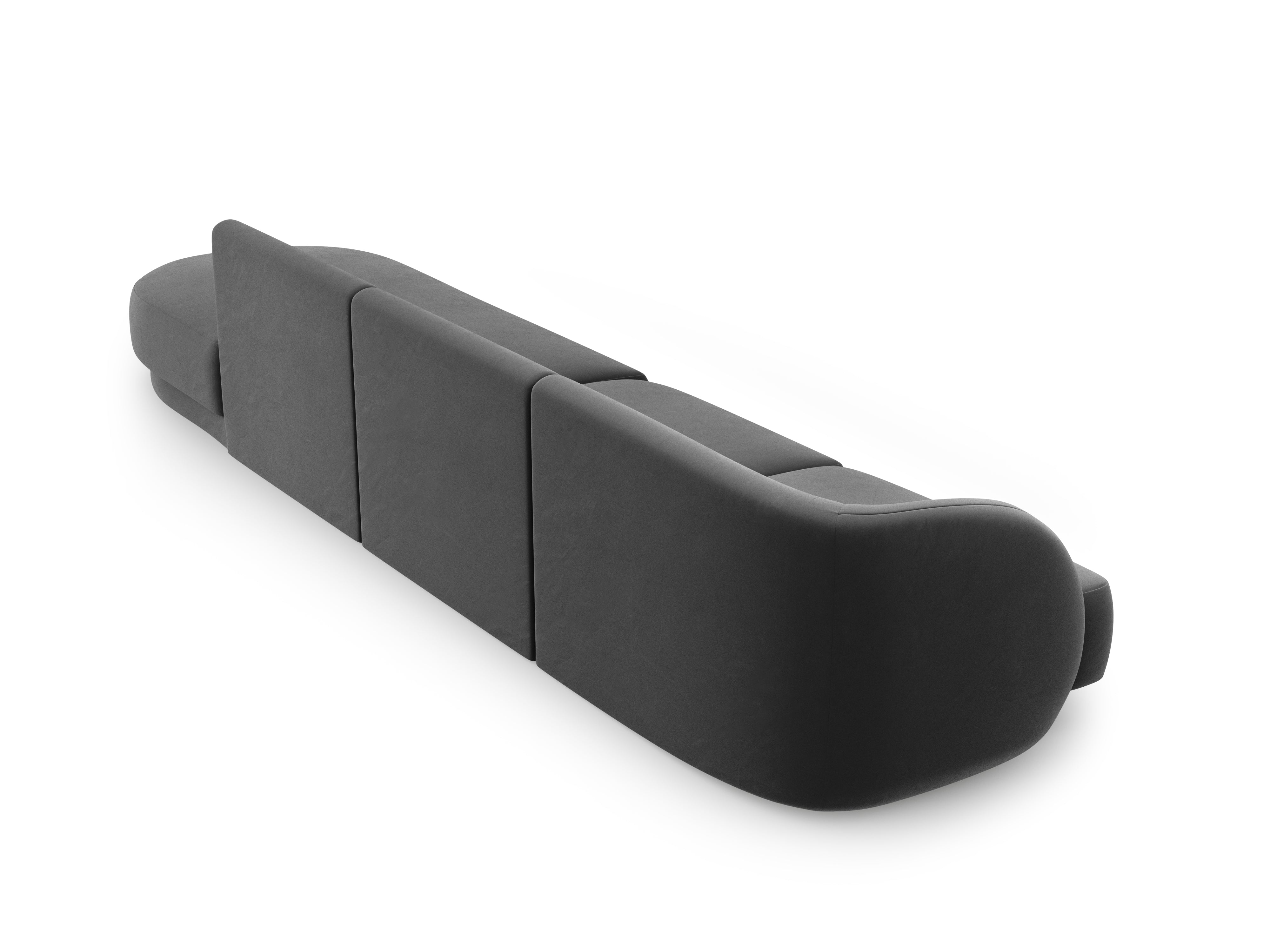 Sofa aksamitna prawostronna 4-osobowa otwarta MILEY ciemnoszary Micadoni    Eye on Design