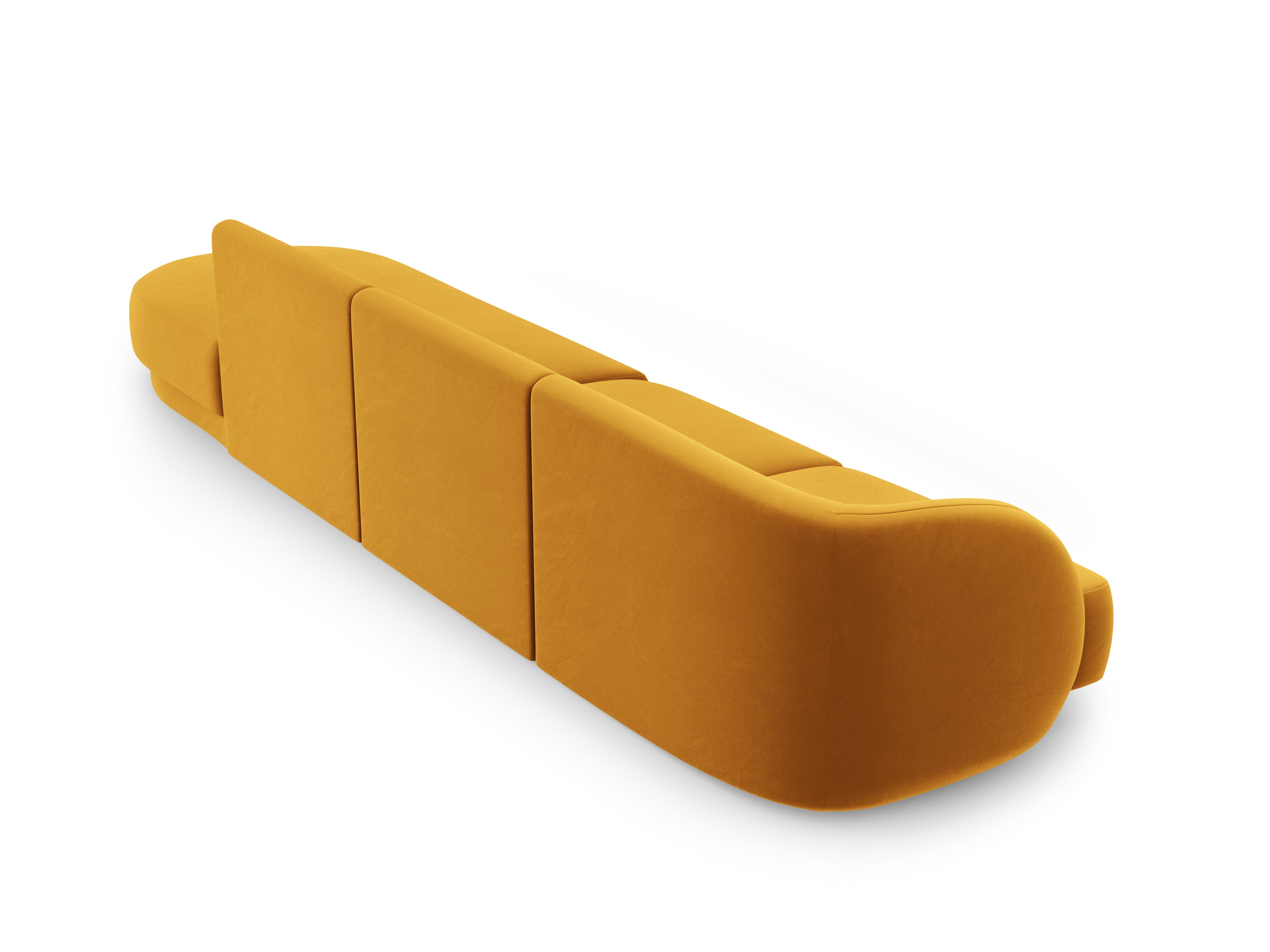 Sofa aksamitna prawostronna 4-osobowa otwarta MILEY żółty Micadoni    Eye on Design