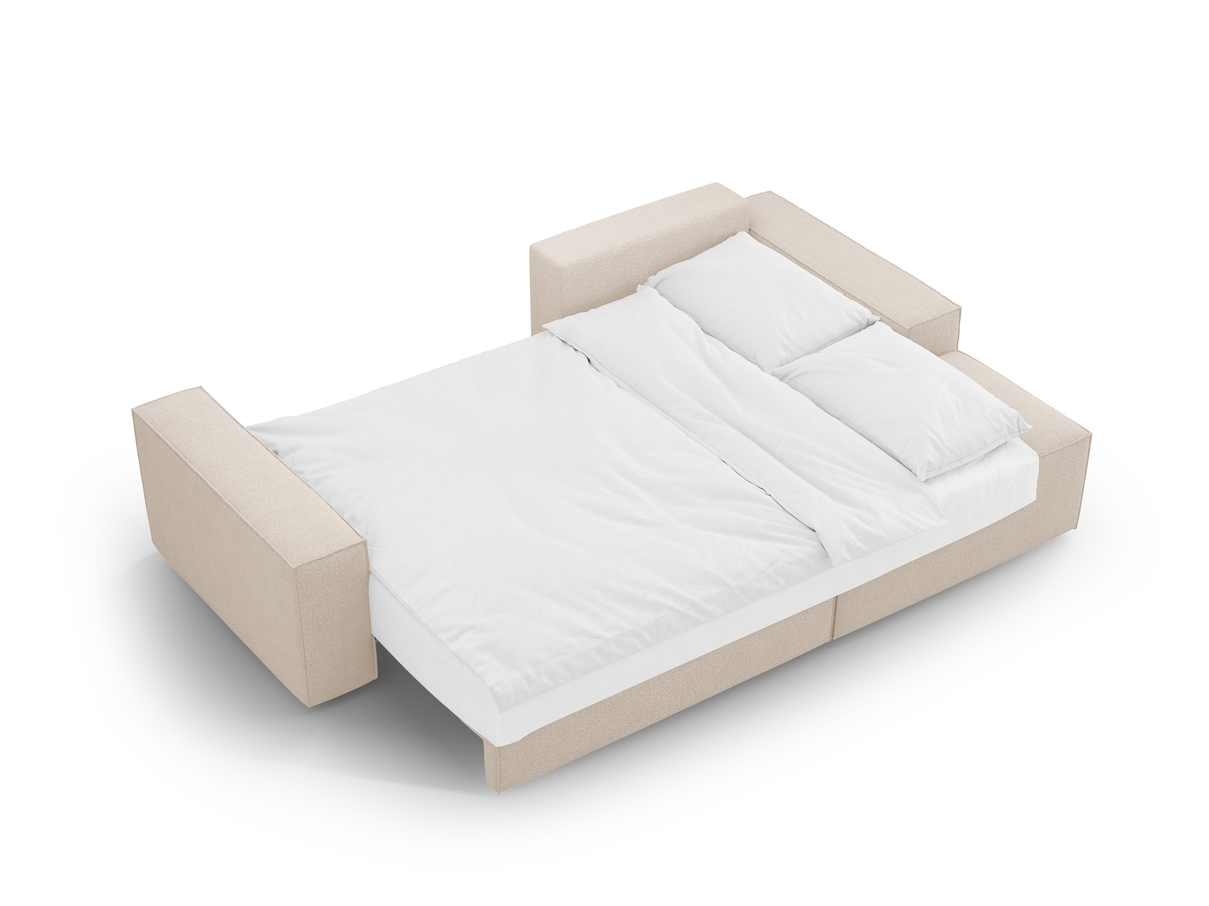 Right-facing corner sofa bed JODIE beige boucle