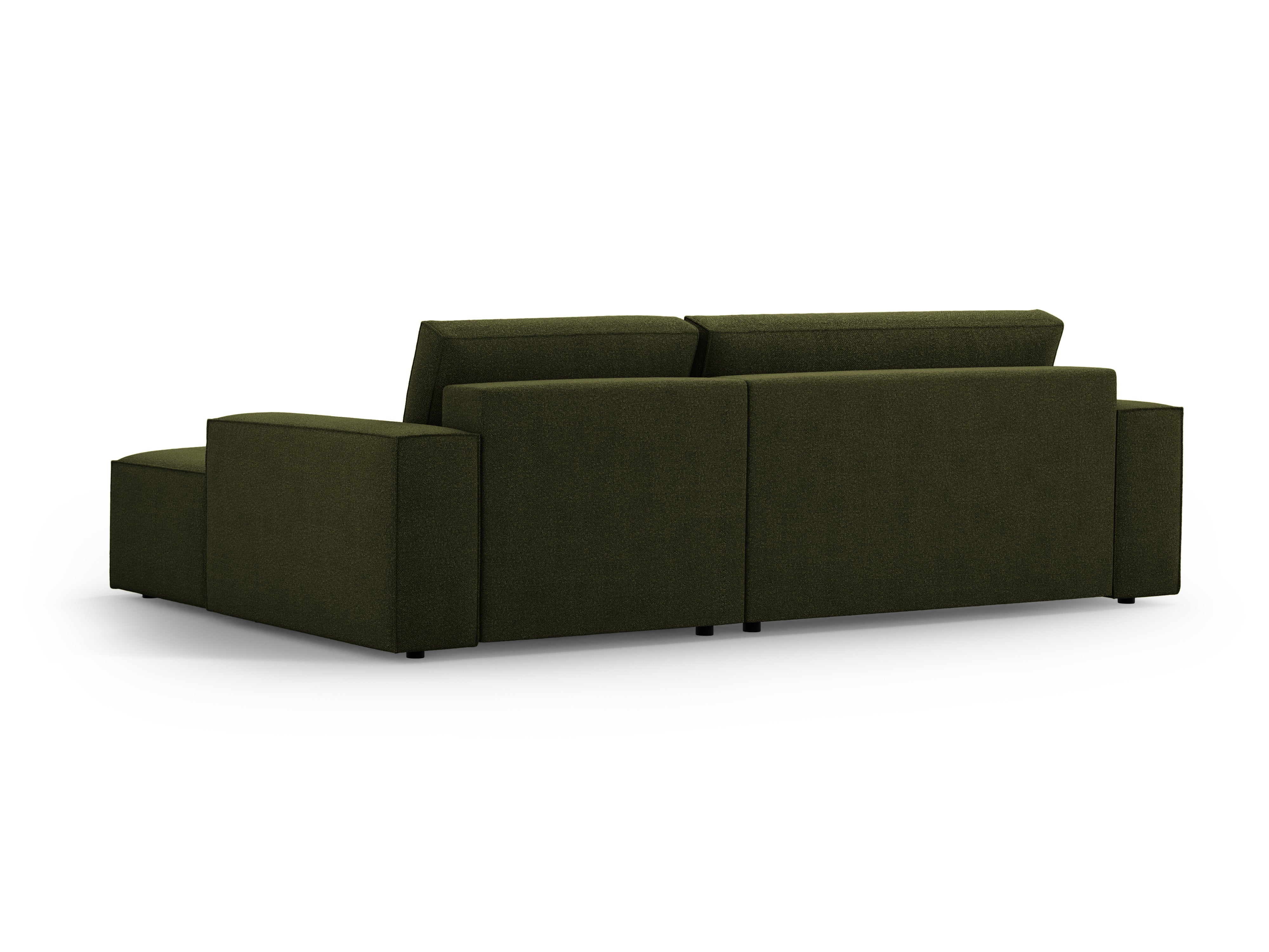 Right-facing corner sofa bed JODIE dark olive green boucle