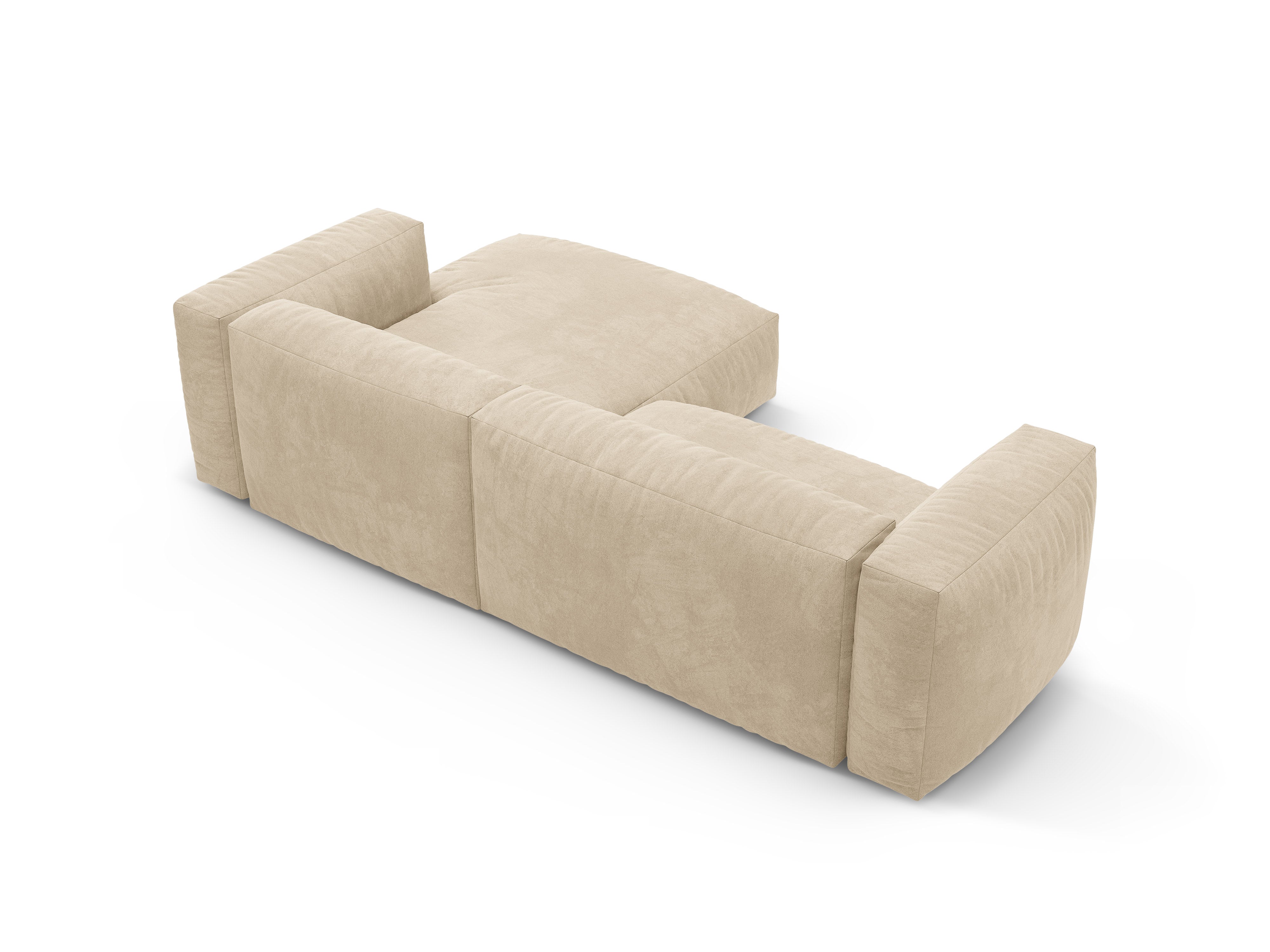 Samt-Ecksofa rechts mit Schlaffunktion MARTINA hellbeige
