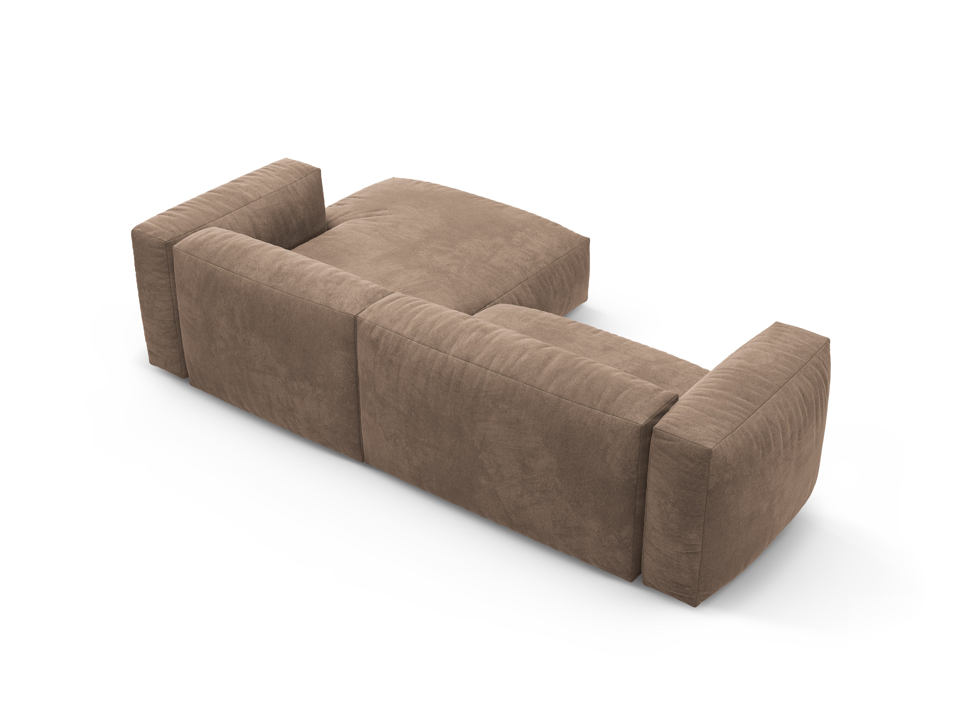 Samt-Ecksofa rechts mit Schlaffunktion MARTINA dunkelbeige