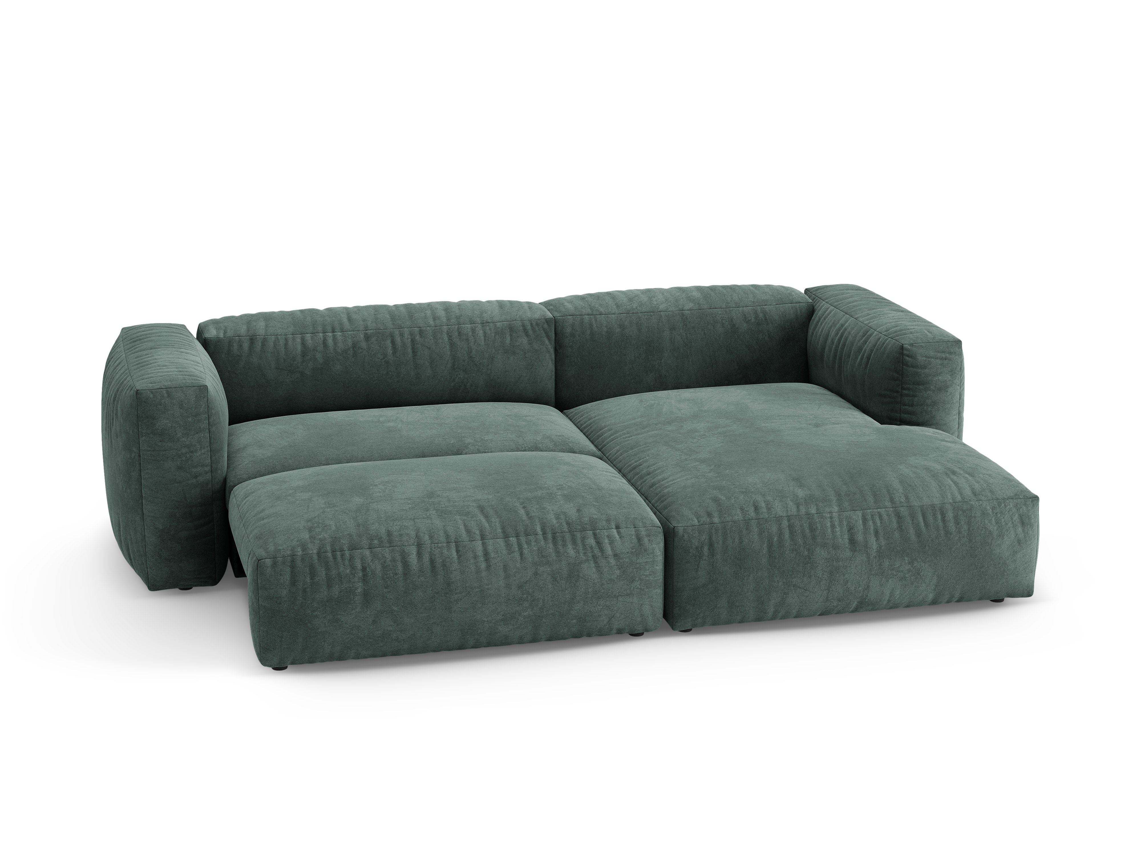 Samt-Ecksofa rechts mit Schlaffunktion MARTINA petrol