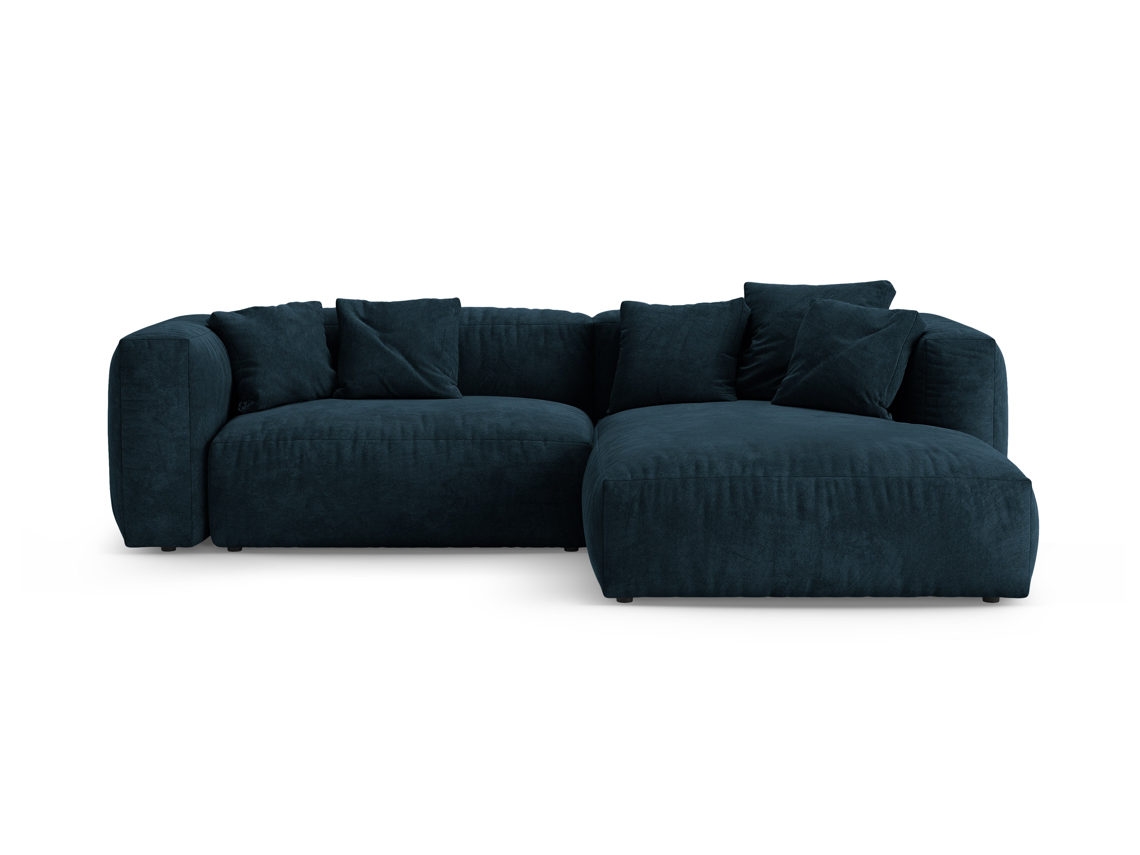 Right-facing velvet corner sofa with sleeping function MARTINA deep petrol