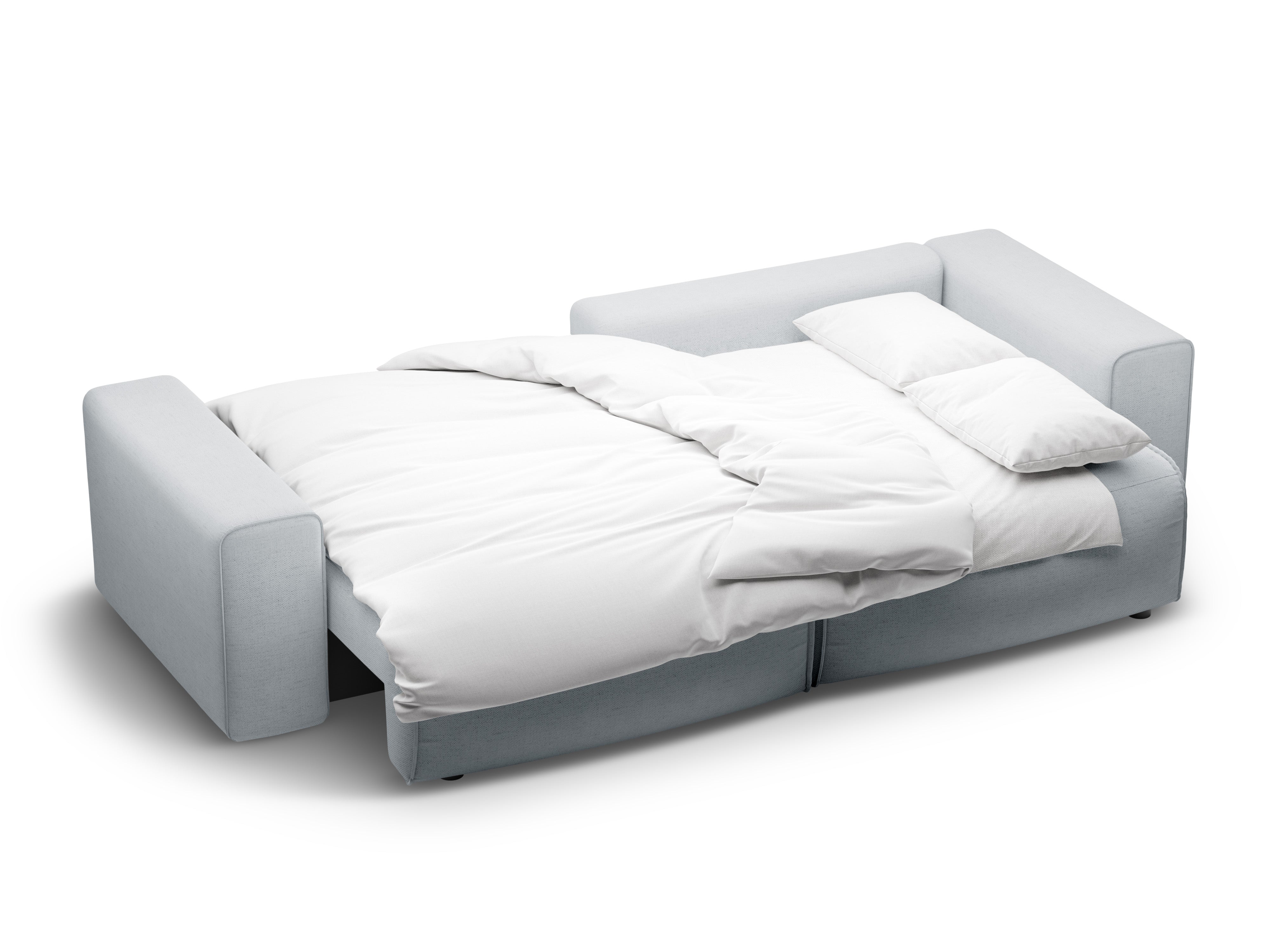 Rechtsseitige 3-Sitzer-Couch mit Schlaffunktion VICTOR in hellgrauem Chenille