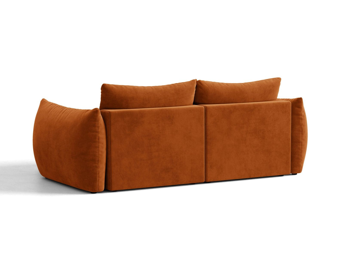Narożnik aksamitny prawostronny z funkcją spania BLOOM terracotta – ujęcie 4