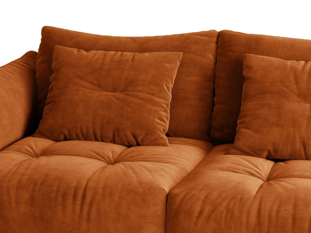 Narożnik aksamitny prawostronny z funkcją spania BLOOM terracotta – ujęcie 7