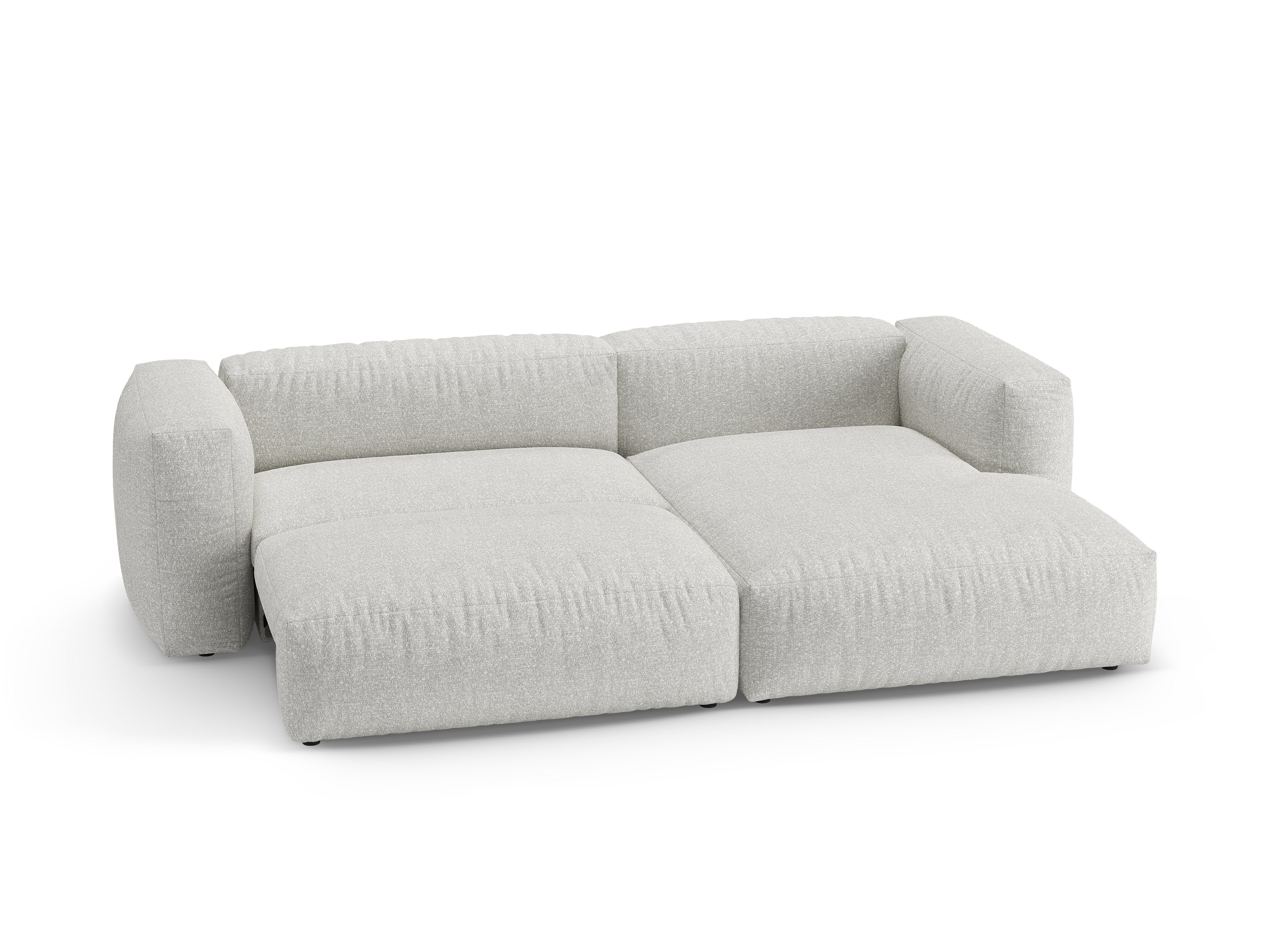 Rechthoekige bank met slaapfunctie MARTINA grijs-beige mélange boucle