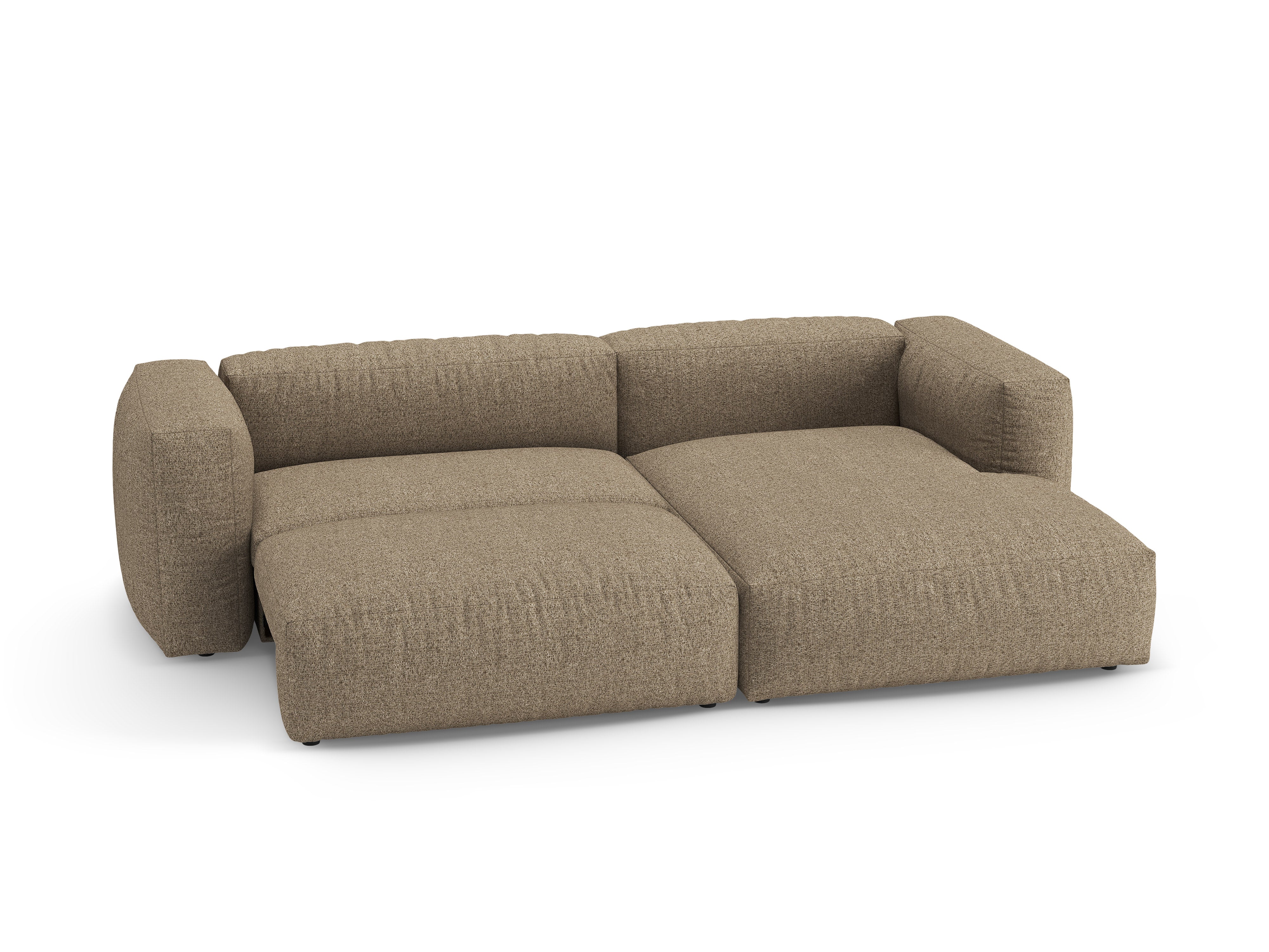 Rechtsseitige Schlafcouch MARTINA cappuccino Boucle