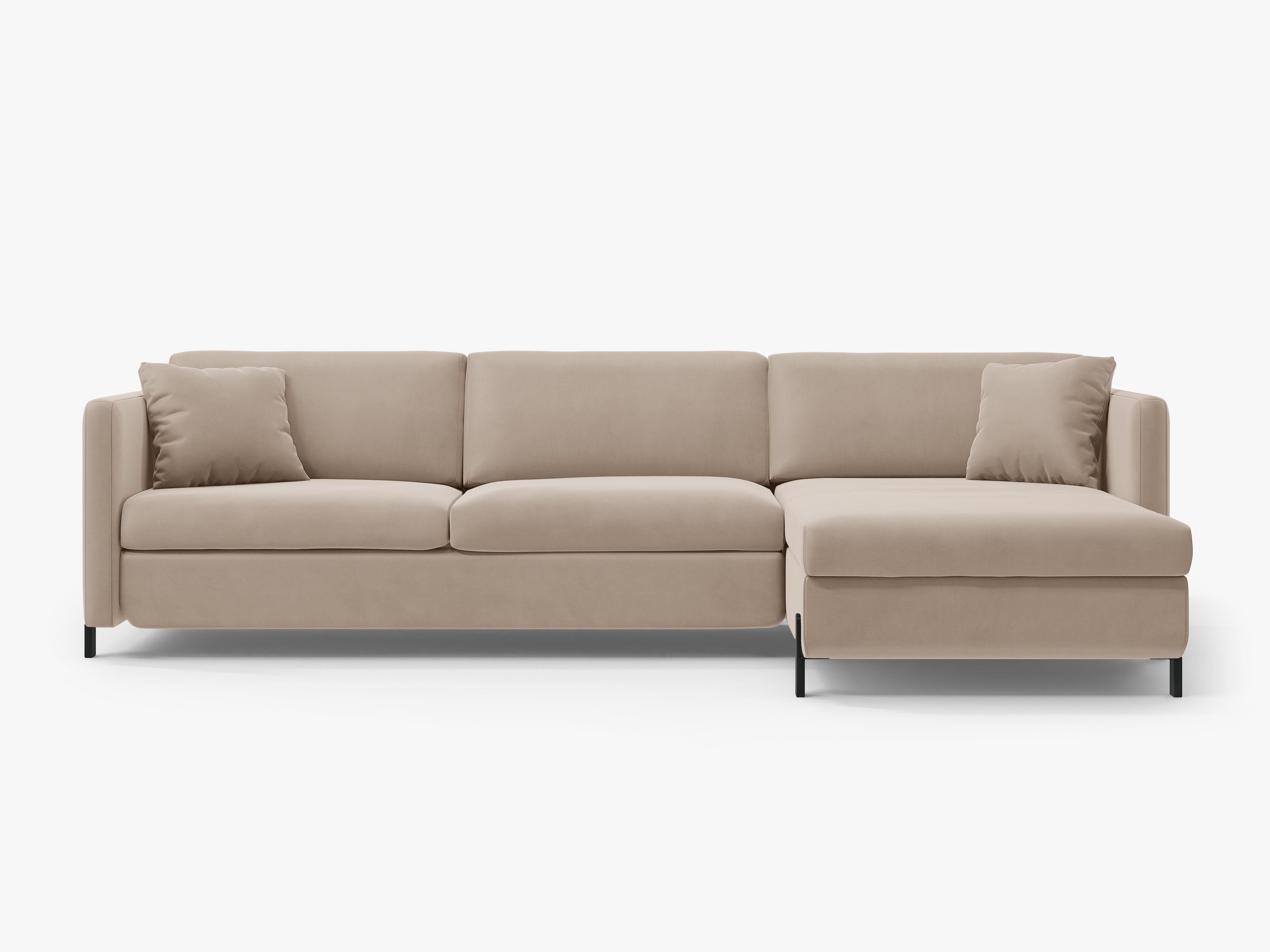 Samt-Ecksofa rechts mit Schlaffunktion GLORIA beige