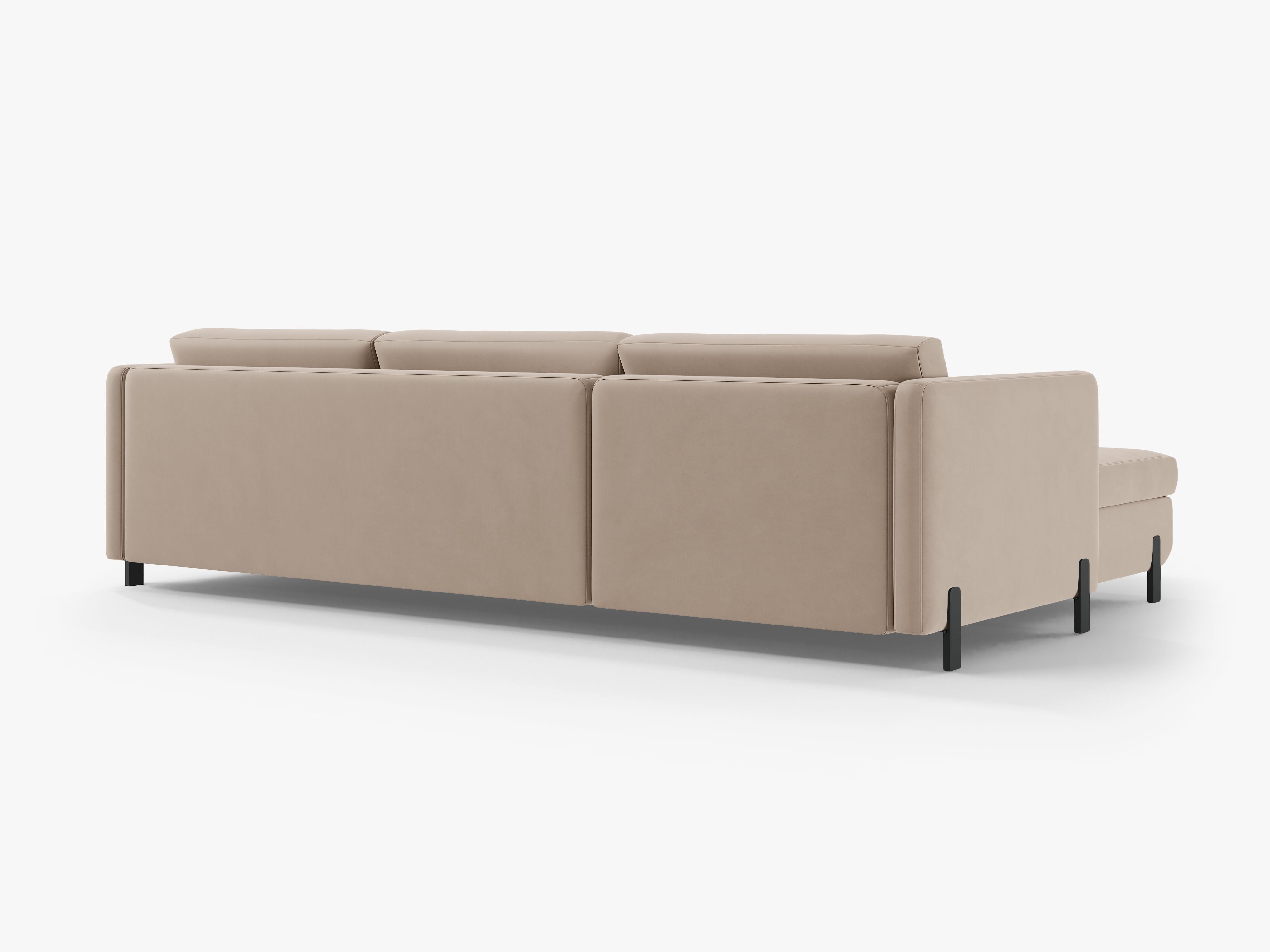 Samt-Ecksofa rechts mit Schlaffunktion GLORIA beige