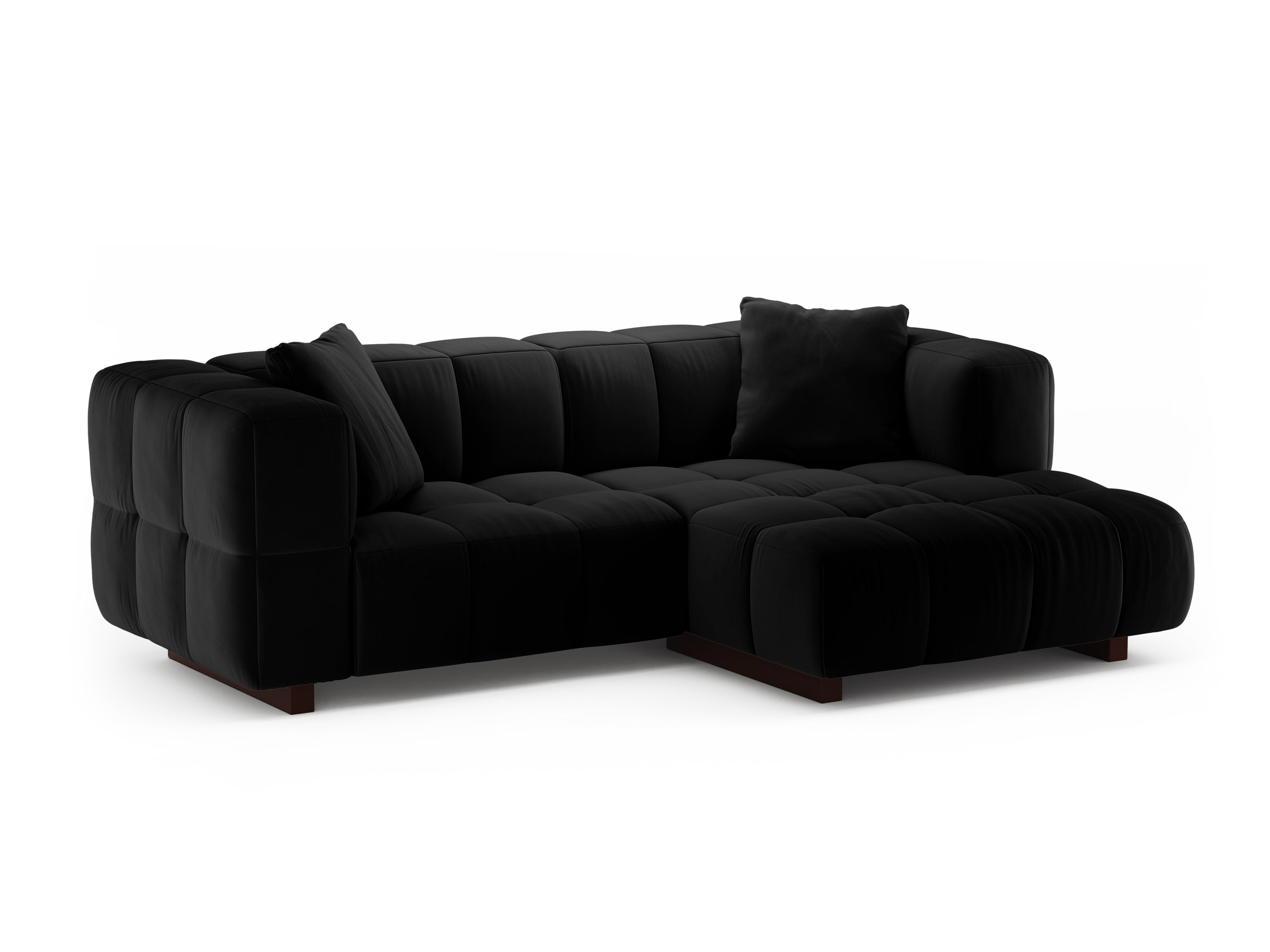 Samt-Ecksofa rechts mit Schlaffunktion PUMA schwarz