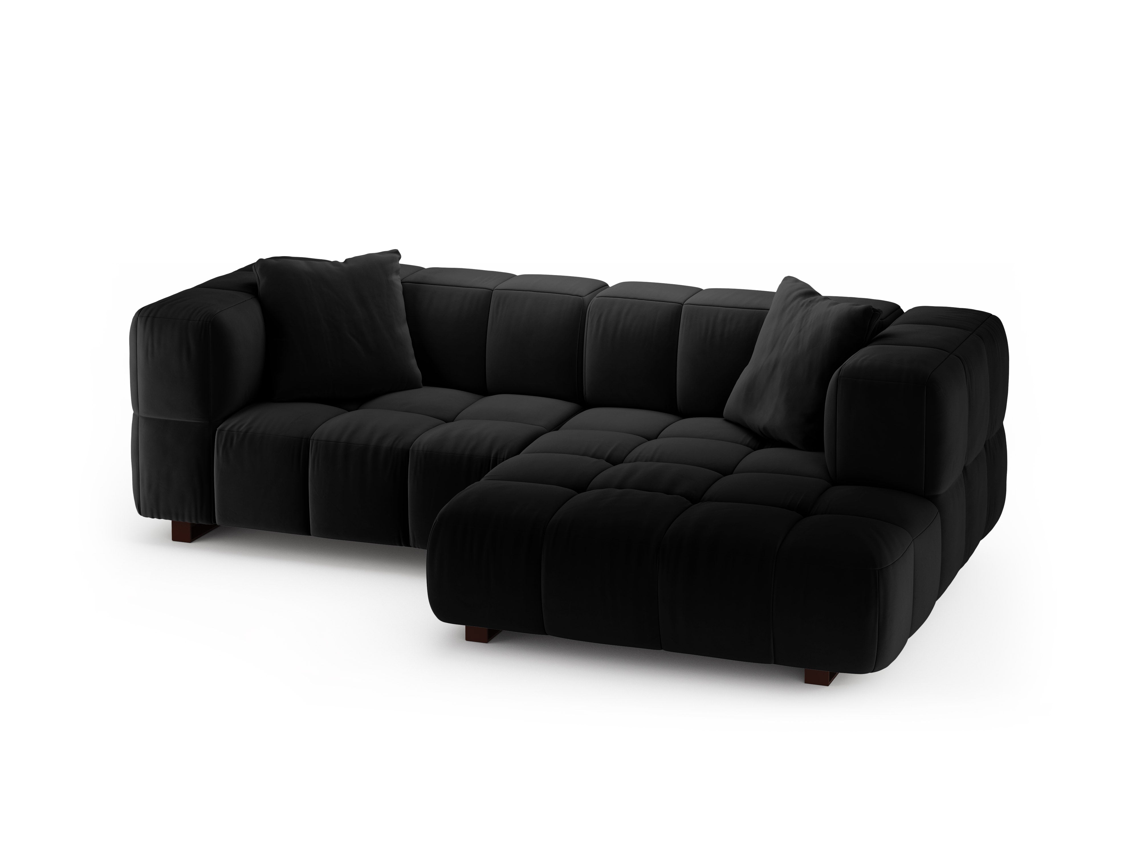 Samt-Ecksofa rechts mit Schlaffunktion PUMA schwarz