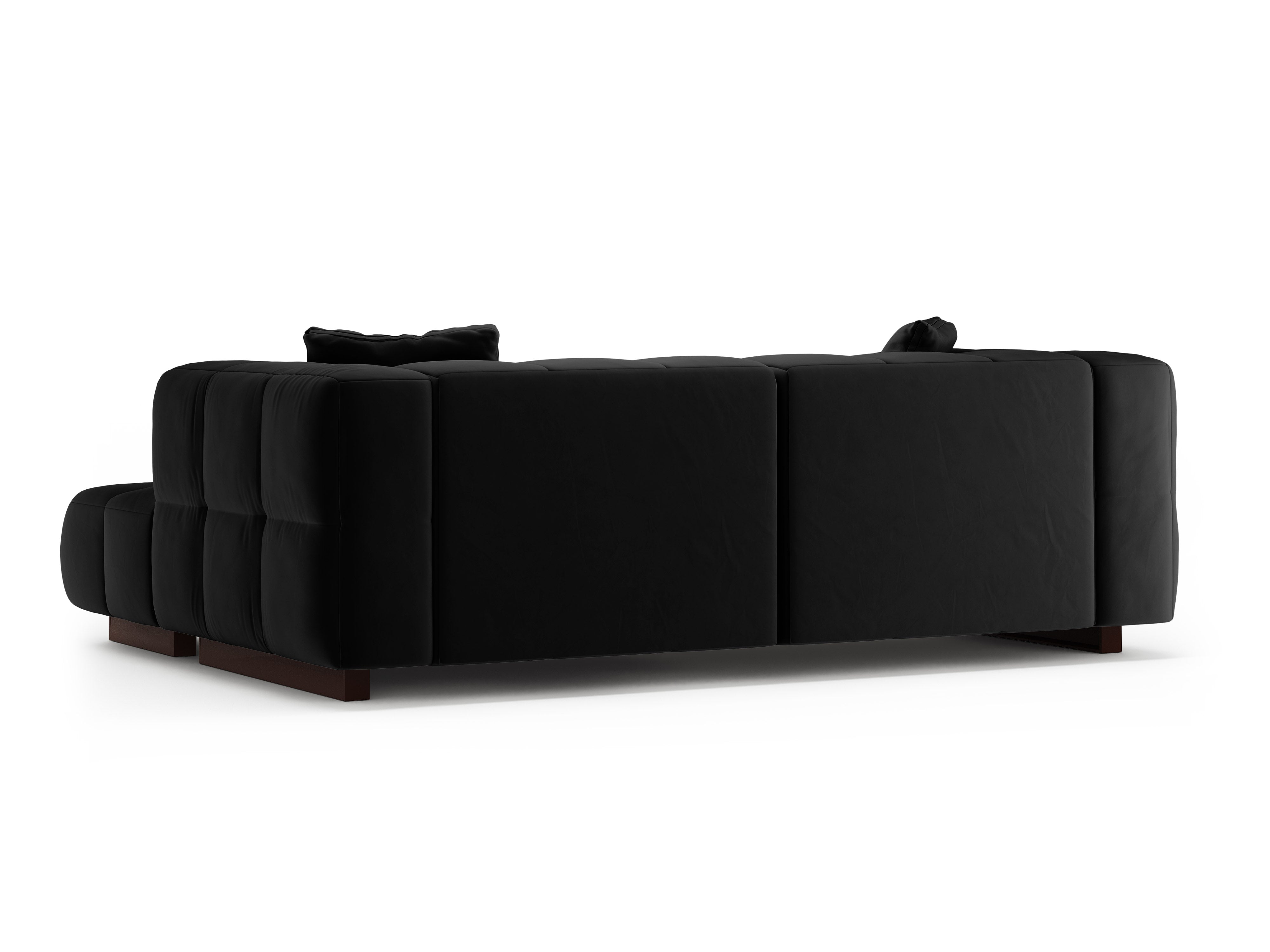 Samt-Ecksofa rechts mit Schlaffunktion PUMA schwarz
