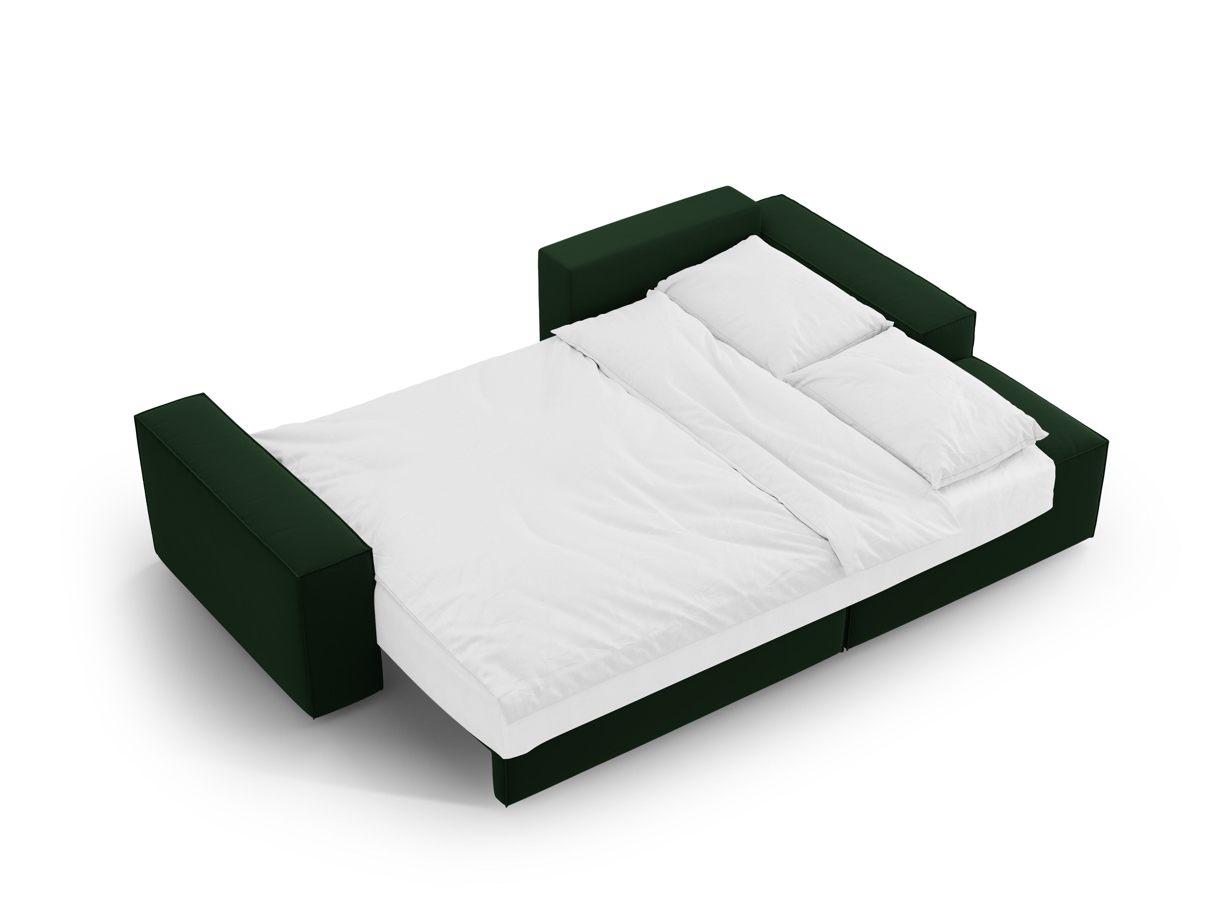 Fluwelen hoekbank rechts met slaapfunctie JODIE donkergroen