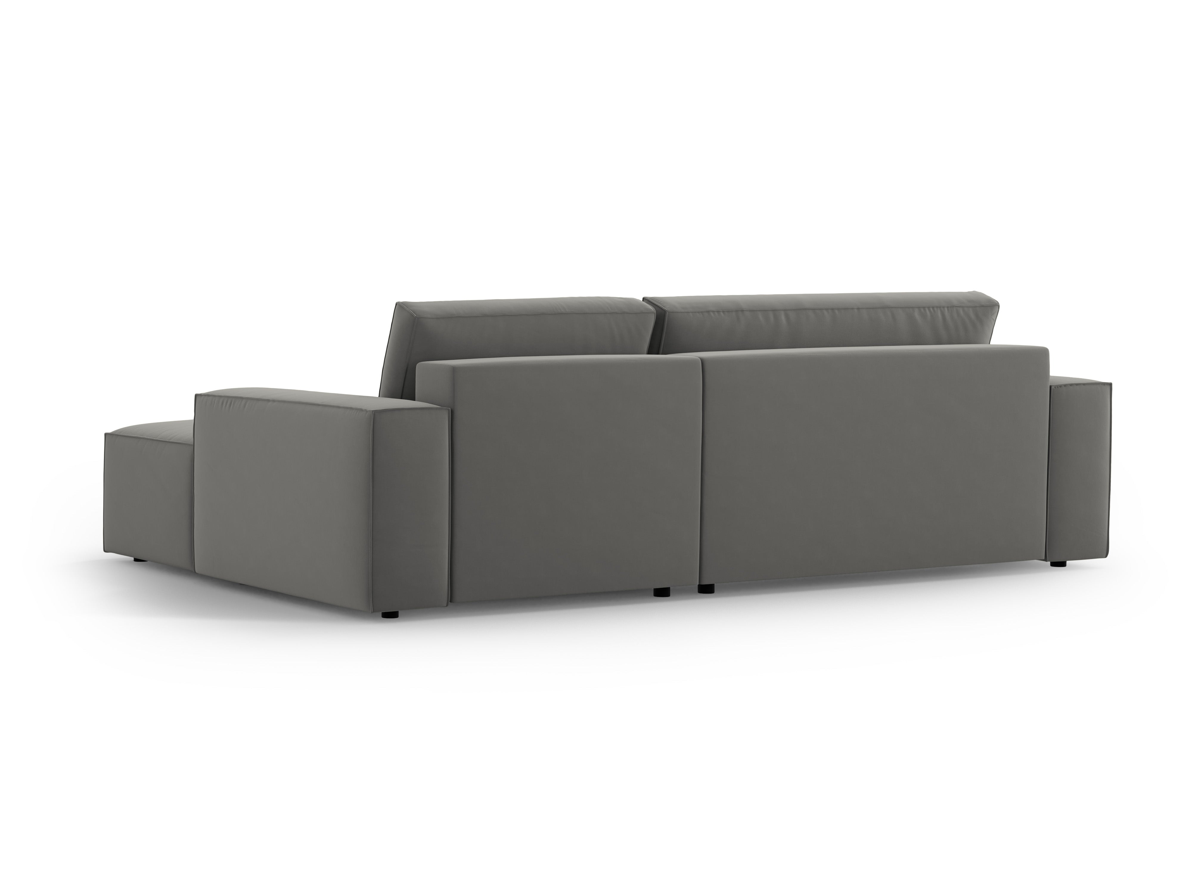 Right-facing velvet corner sofa bed JODIE light gray