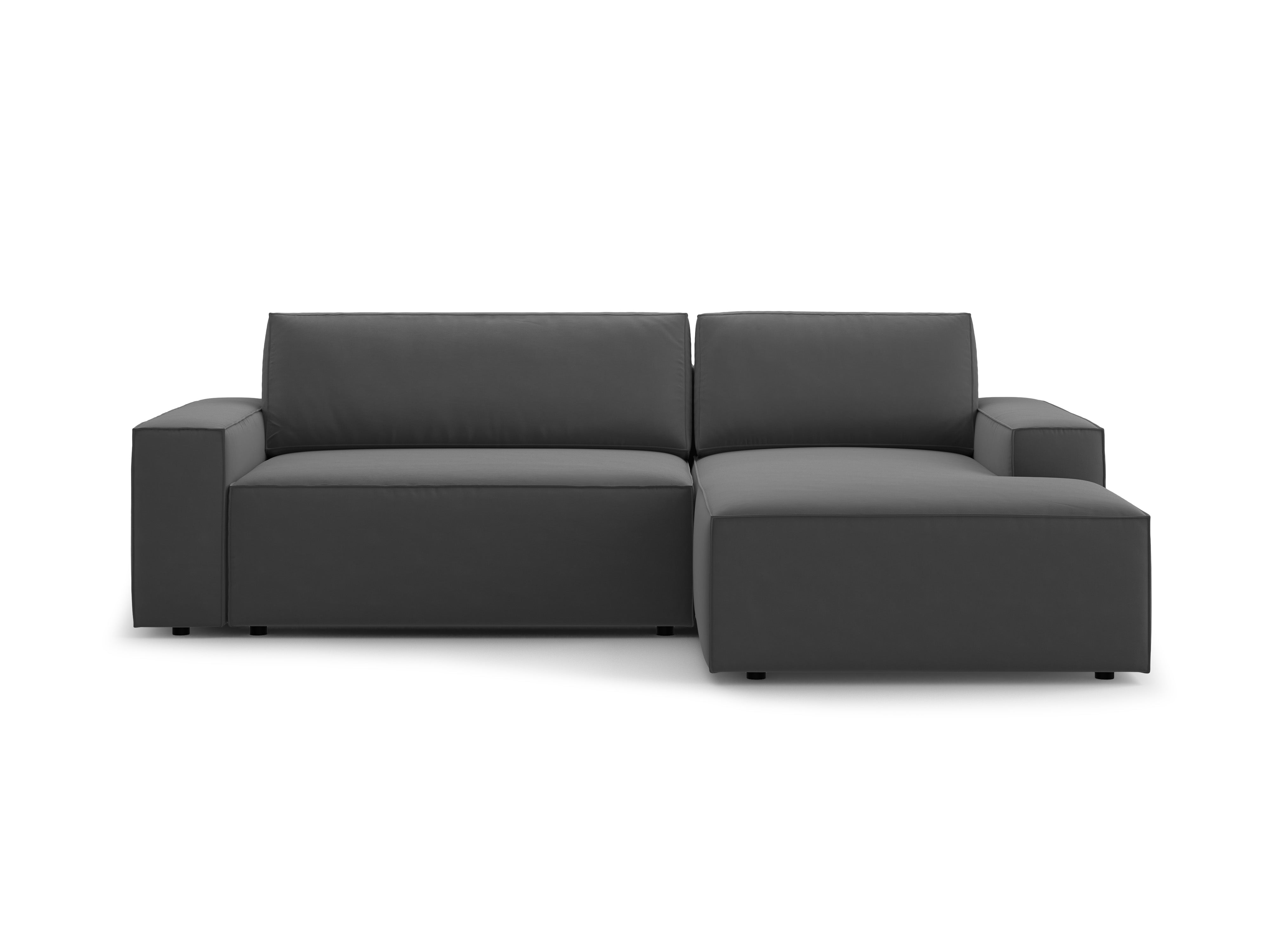 Samt-Ecksofa rechts mit Schlaffunktion JODIE grau