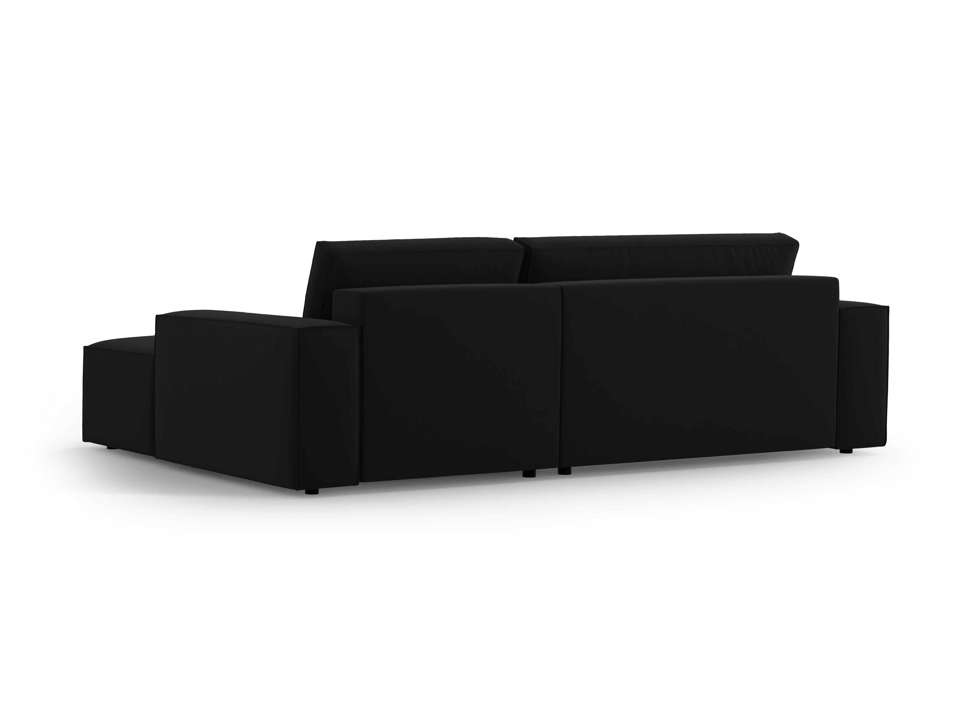 Samt-Ecksofa rechts mit Schlaffunktion JODIE schwarz