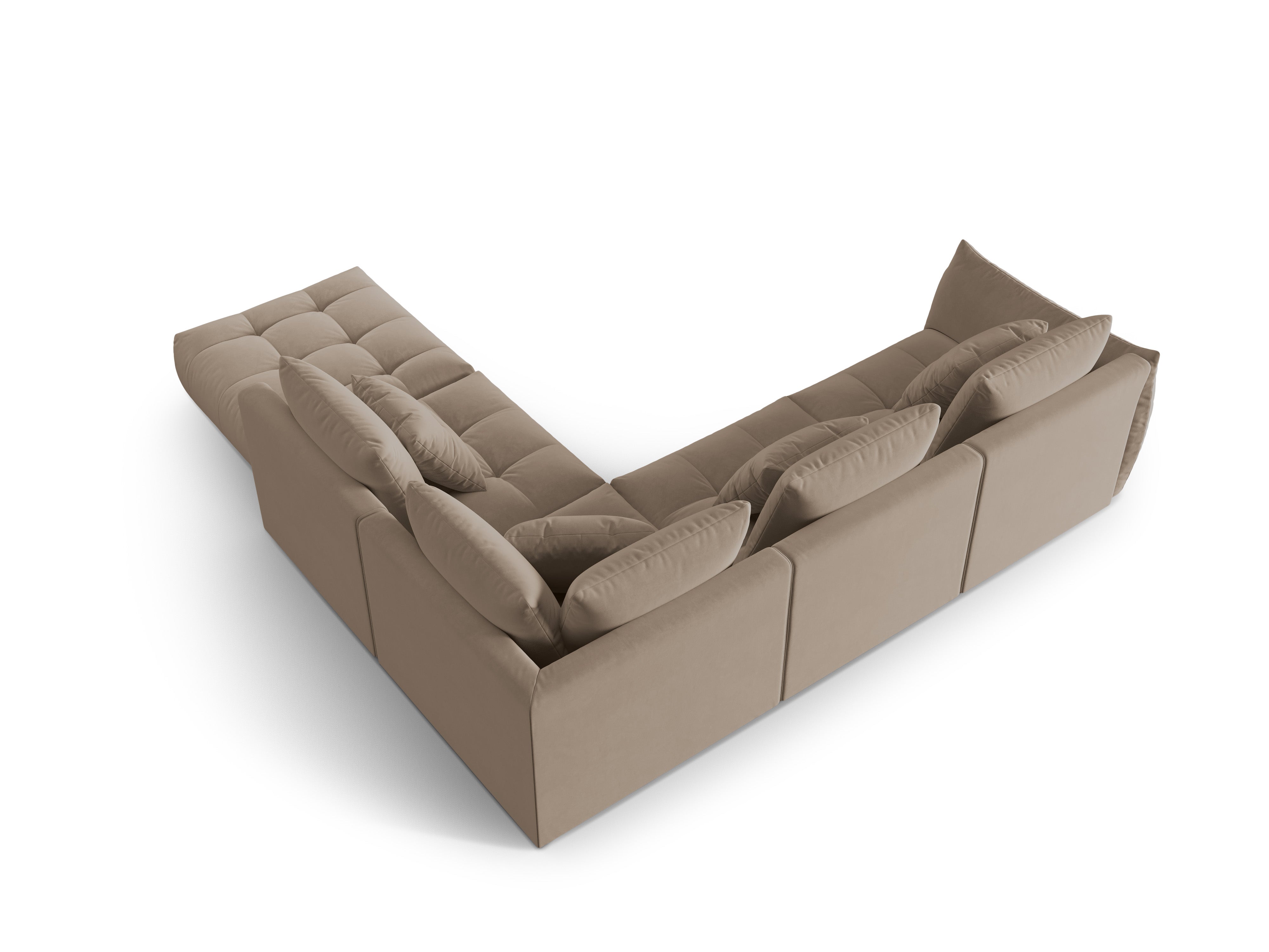 Modulares Samtsofa für 4 Personen, rechtsseitig, BLOOM, hellbraun