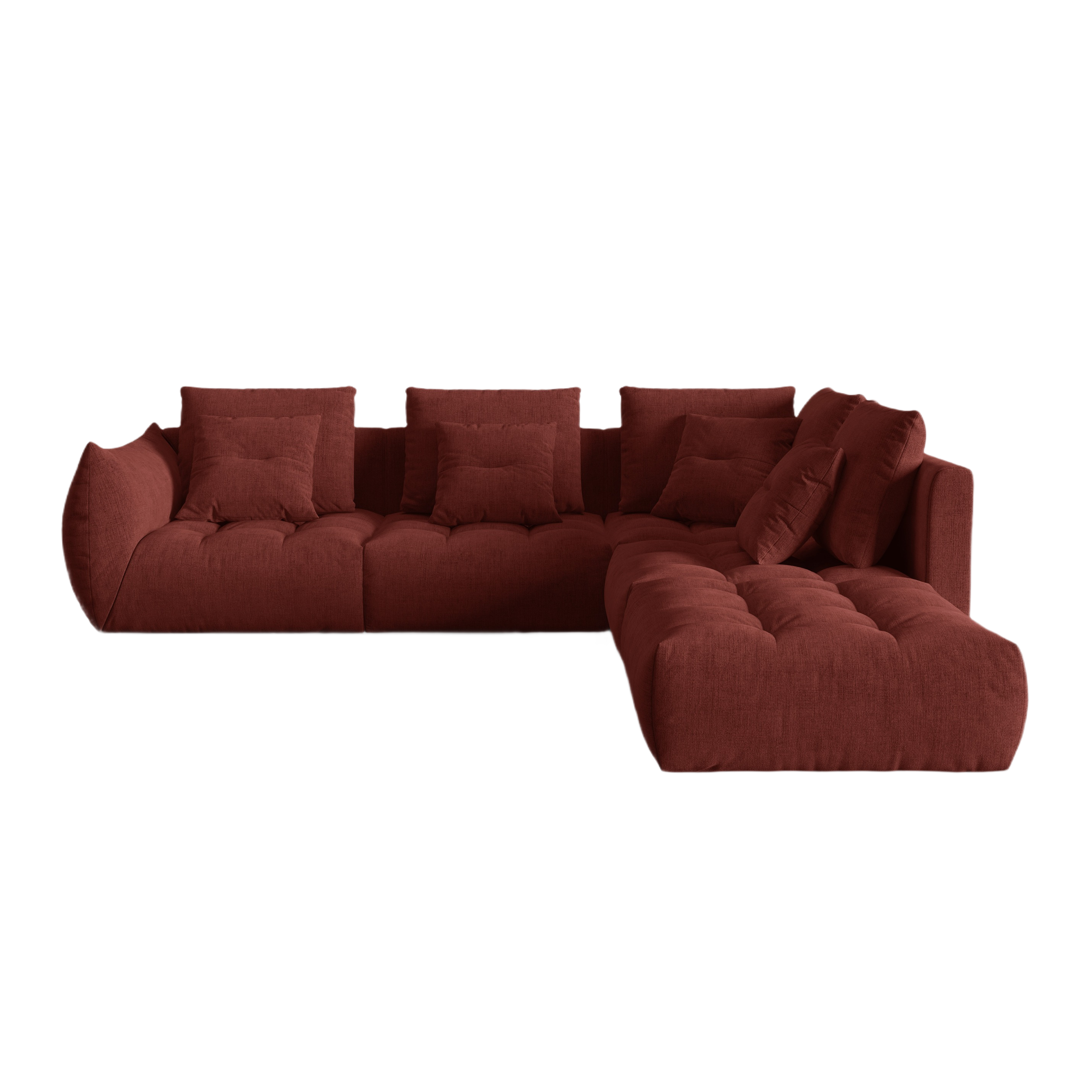 Right-facing modular corner sofa for 4 people BLOOM red chenille