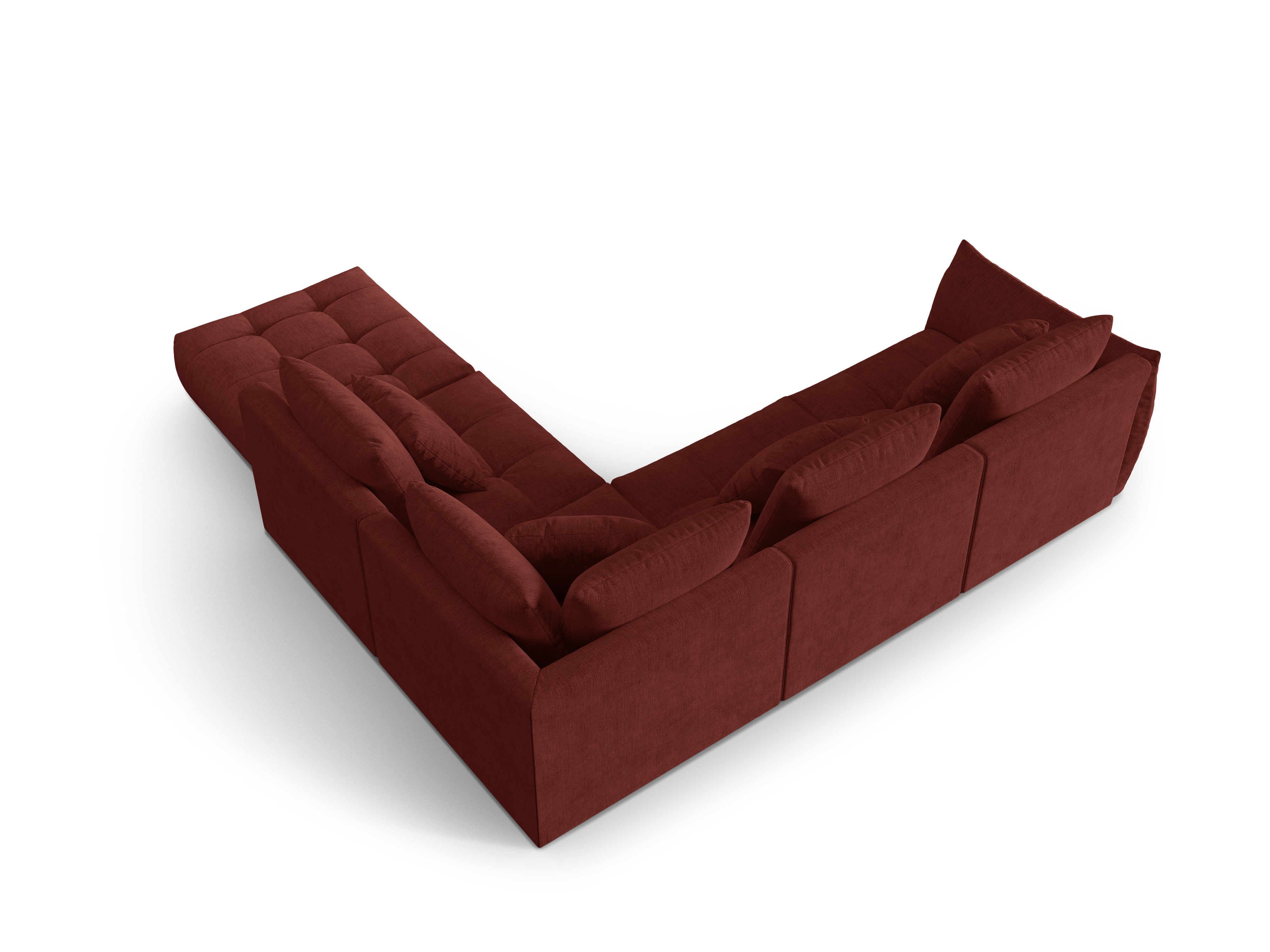 Right-facing modular corner sofa for 4 people BLOOM red chenille