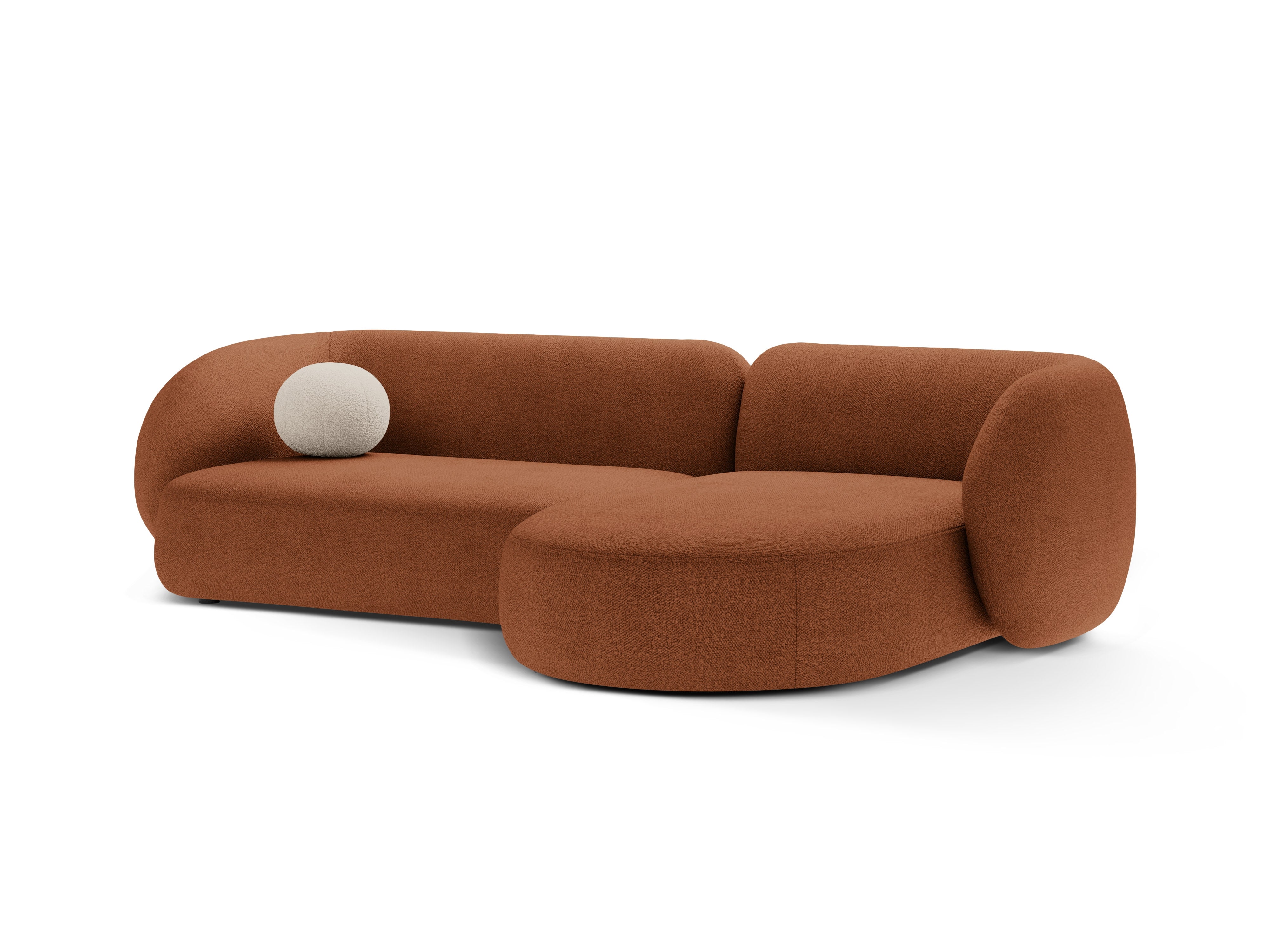Rechthoekige 3-zits hoekbank KATE terracotta boucle