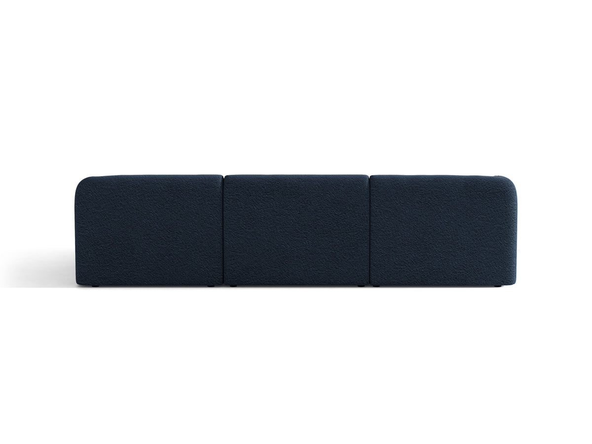 Narożnik 4-osobowy prawostronny MILEY ciemnoniebieski boucle – sofa narożna