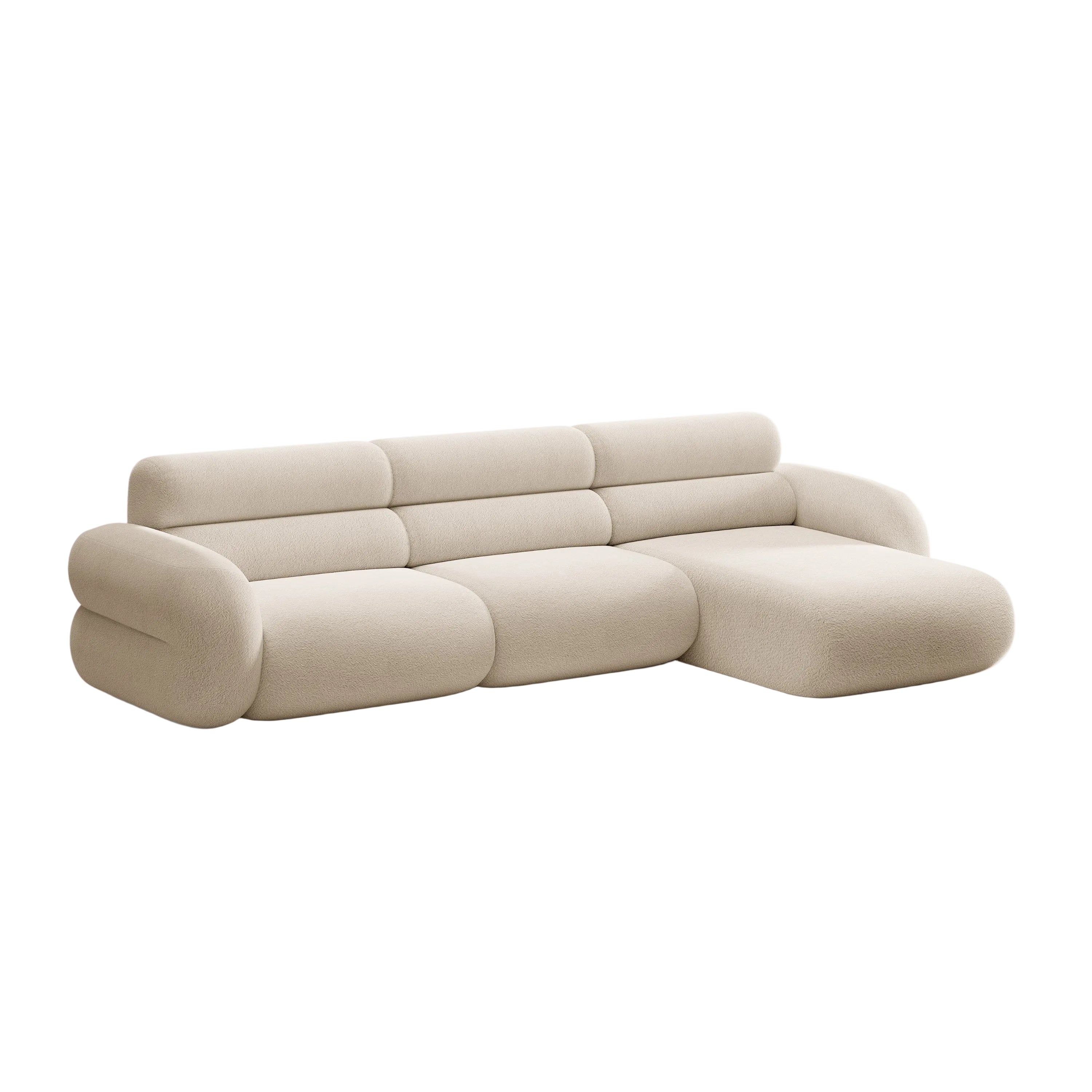 Rechthoekige NEO hoekbank in beige bouclé