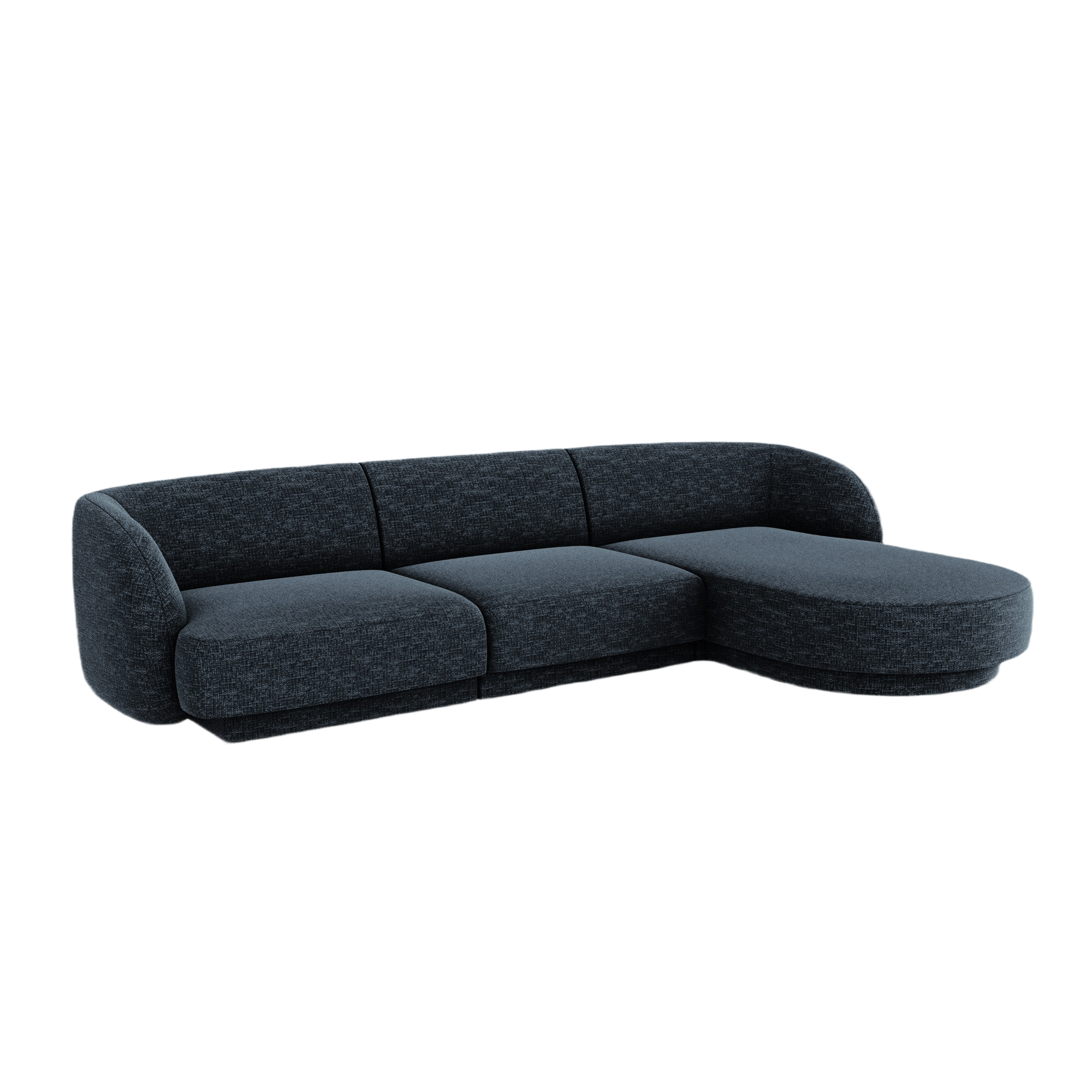 4-sitziger rechter Ecksofa MILEY in samtblauem Chenille