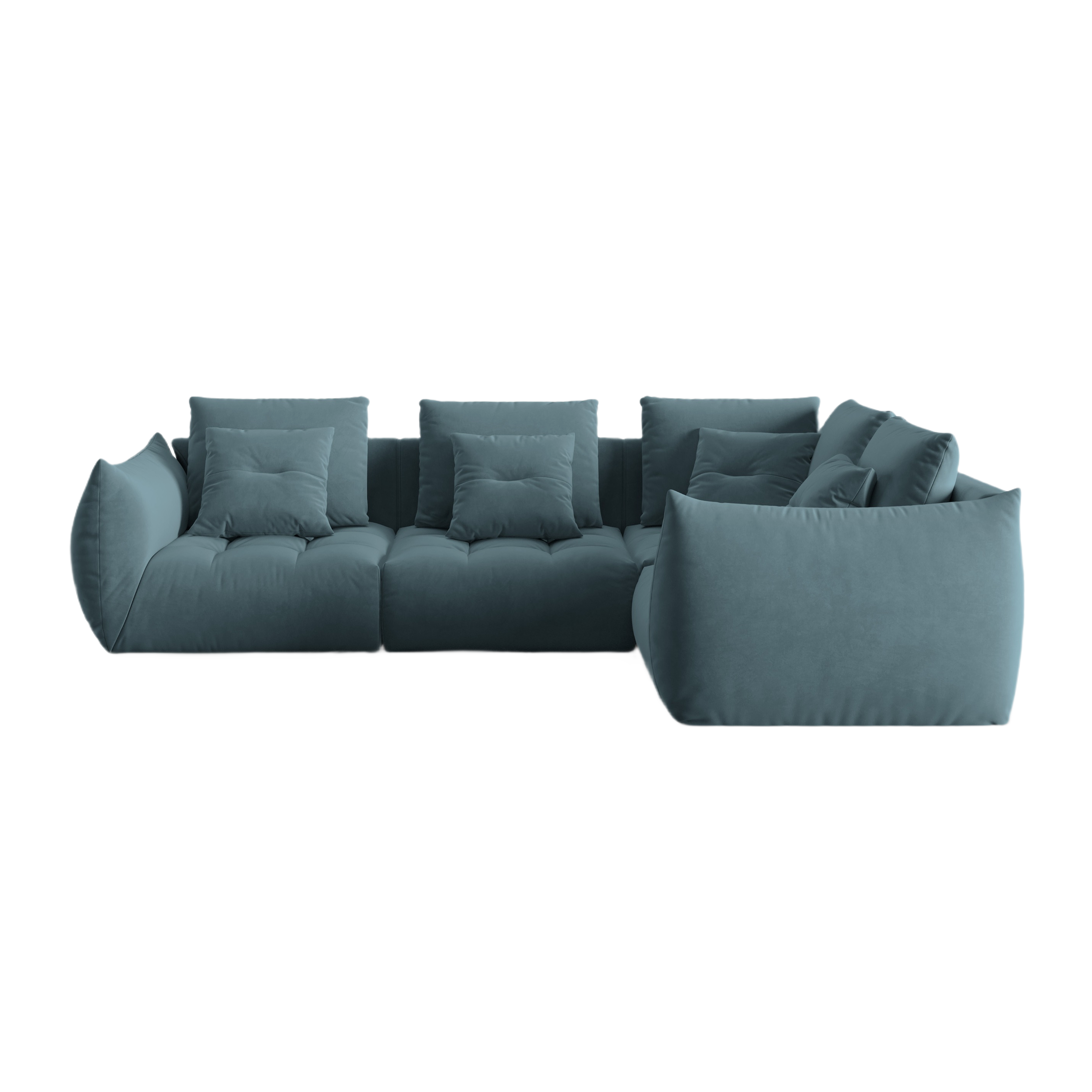 Modular Velvet Corner Sofa for 3 People Right-Hand Side BLOOM Light Blue