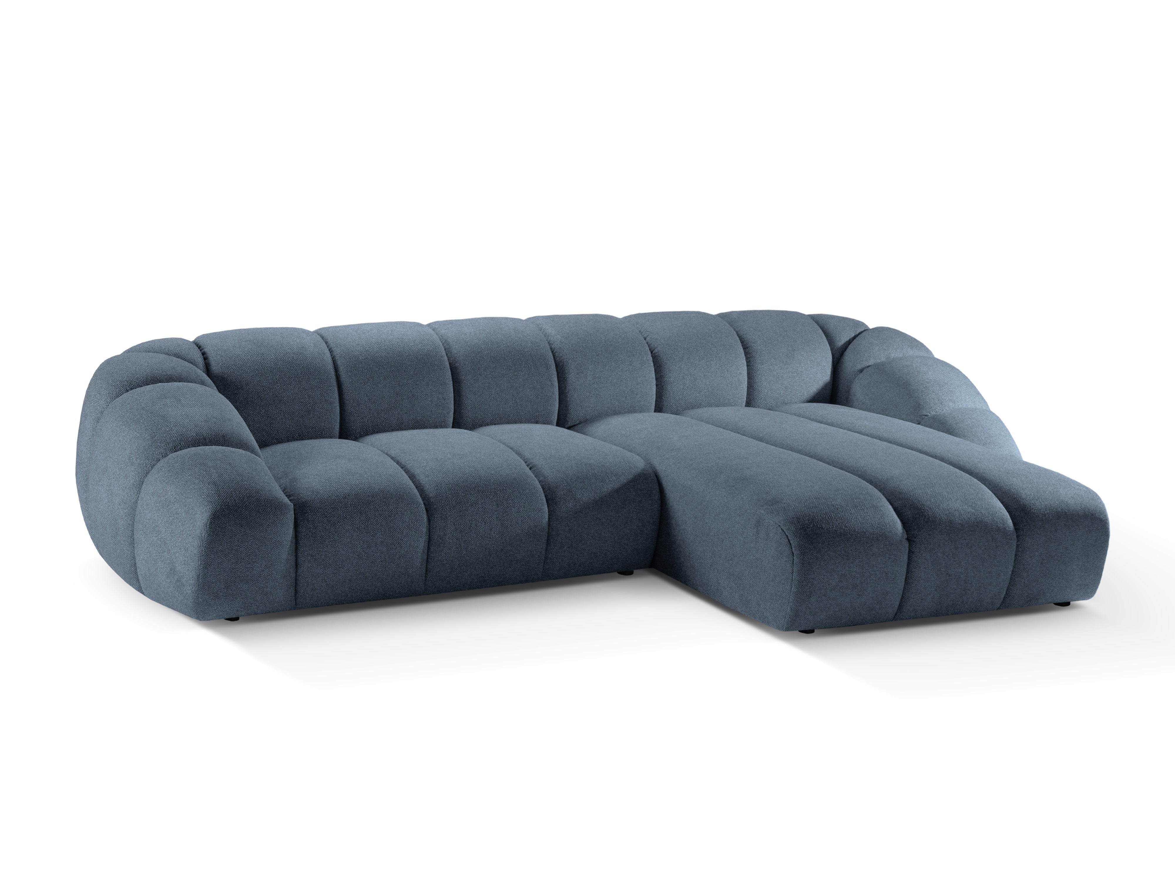 4-sitziger rechter Ecksofa DIANA hellblaues Chenille